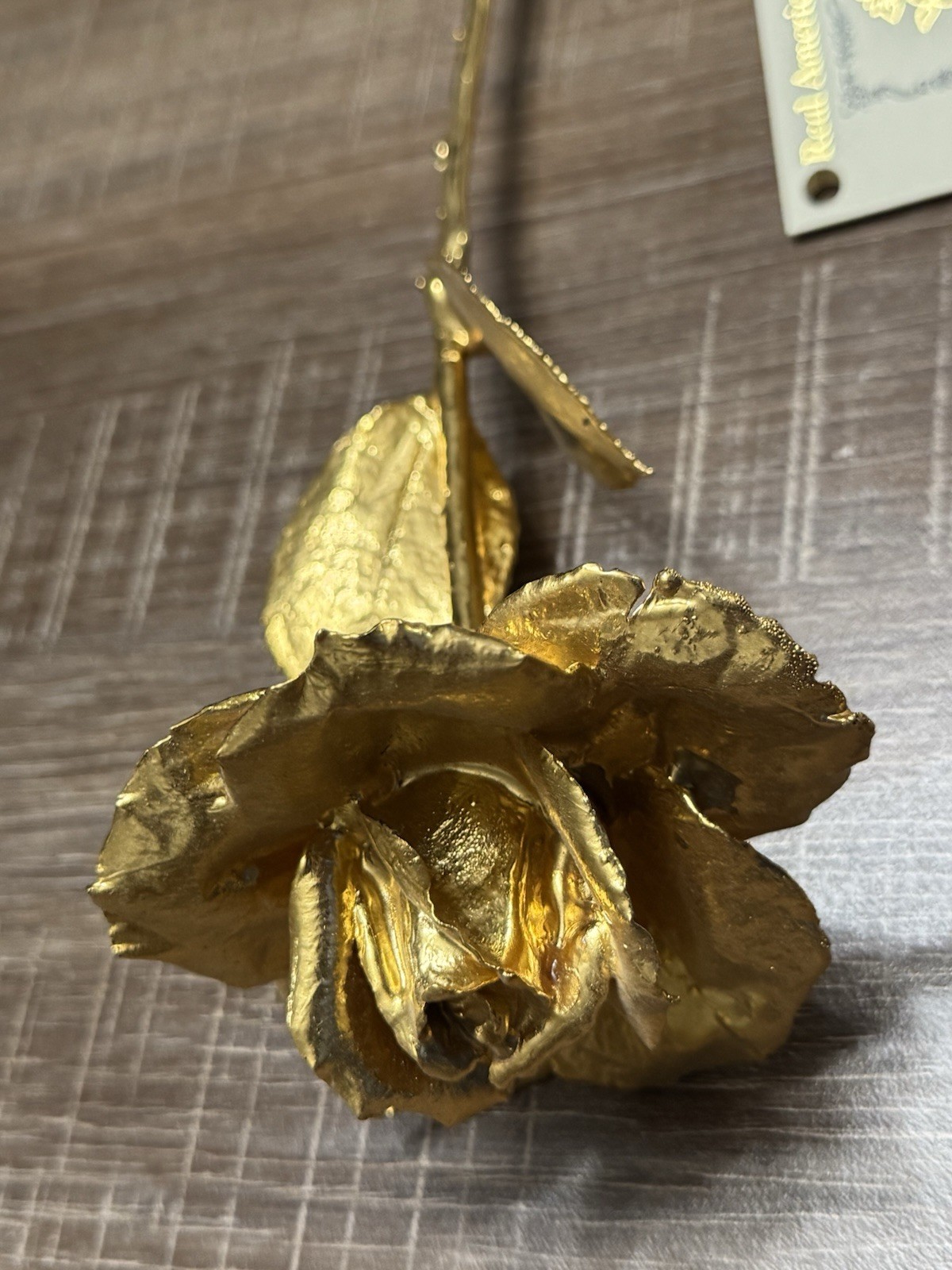 24k Rose Co Gold Dipped Rose Semi Open Bud In Box