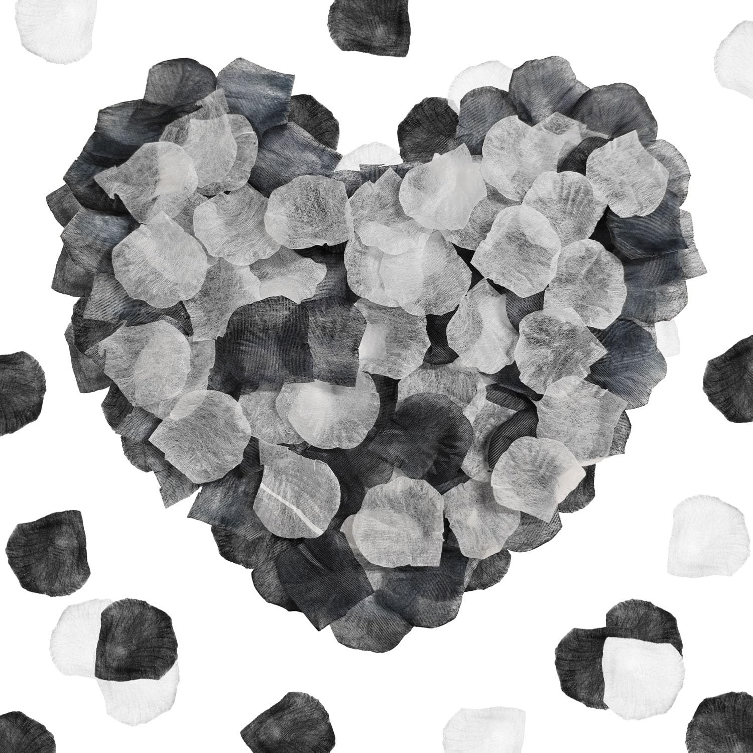 1200 Pcs Black Cream White Rose Petals – Silk Rose Petals for Romantic Night,…