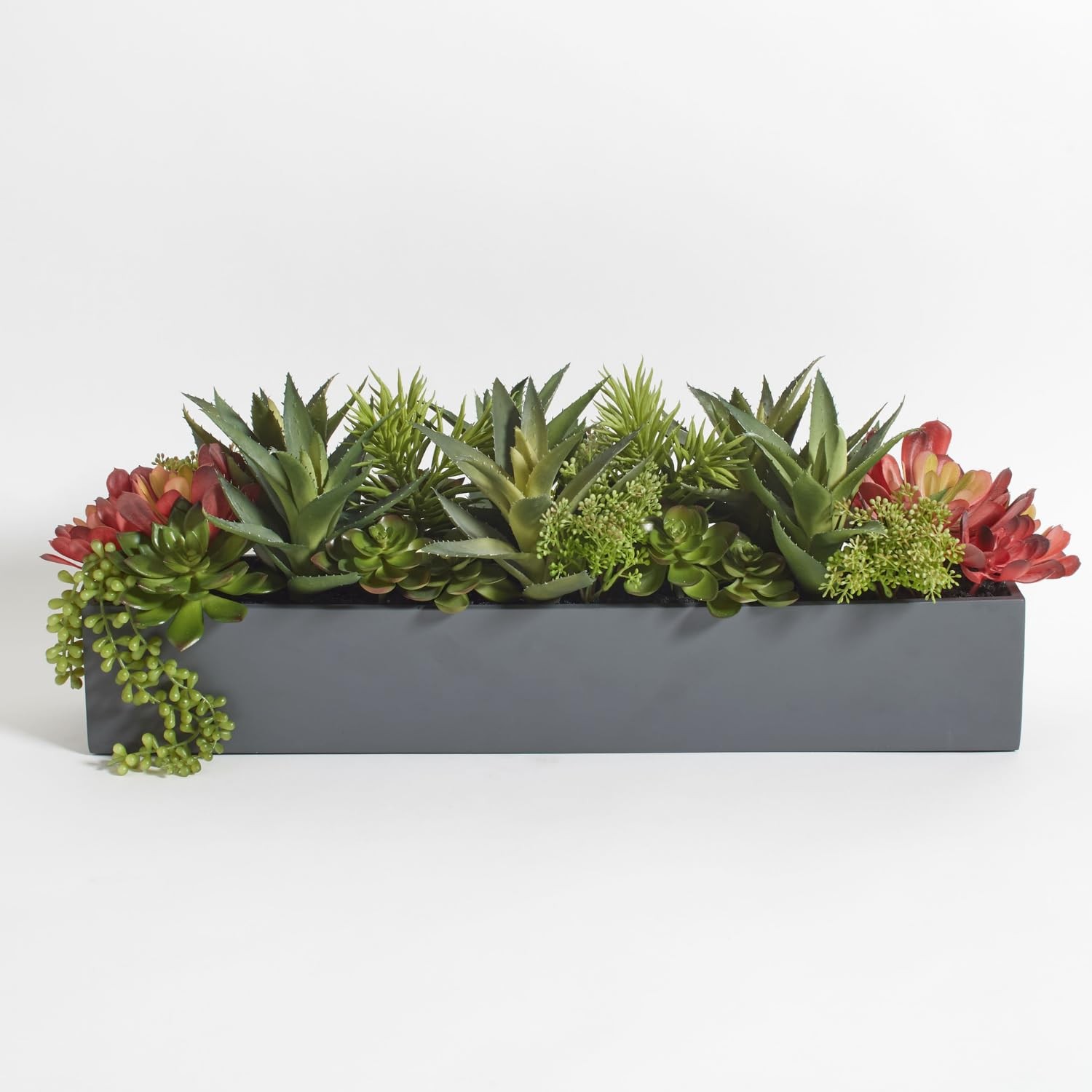 Oblong Faux Succulent Arrangement, Premium Artificial Indoor Plant Enhances I…