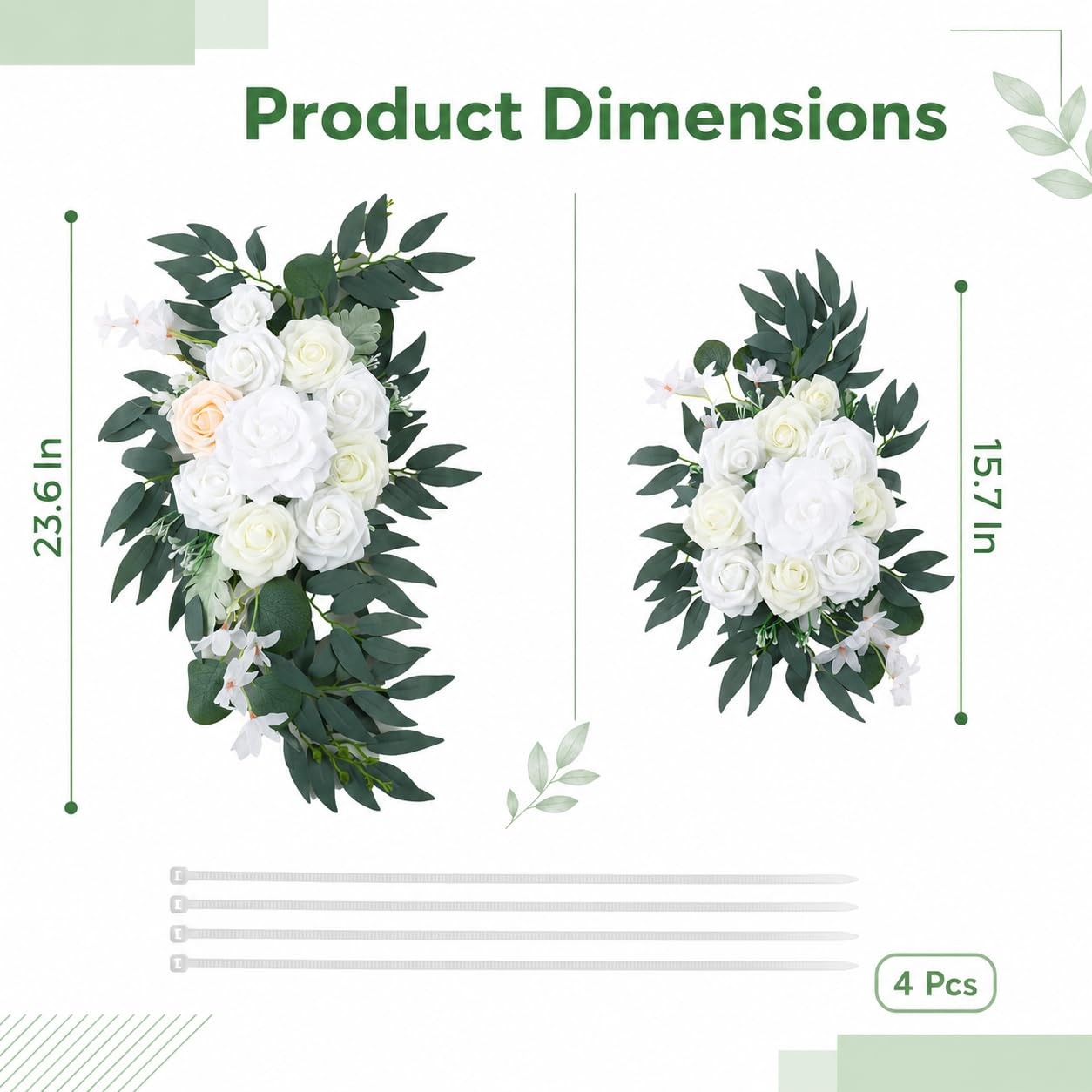 2 PCS Dusty Blue Wedding Arch Flower Swags 23.6 15.7 Inch Floral Decor Sign