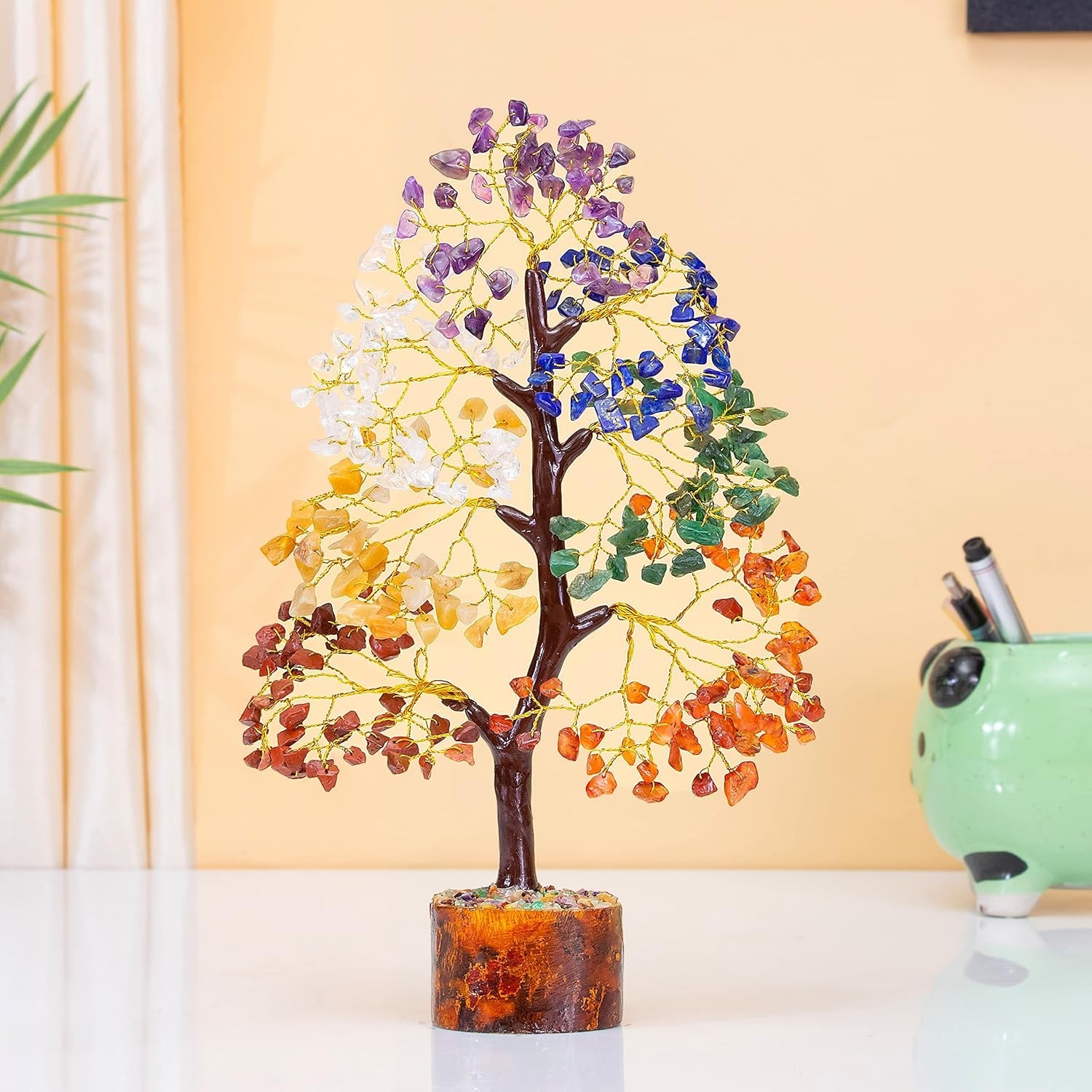 Seven Chakra Crystal Tree of Life Stone Fortune Feng Shui Bonsai for Good Luck