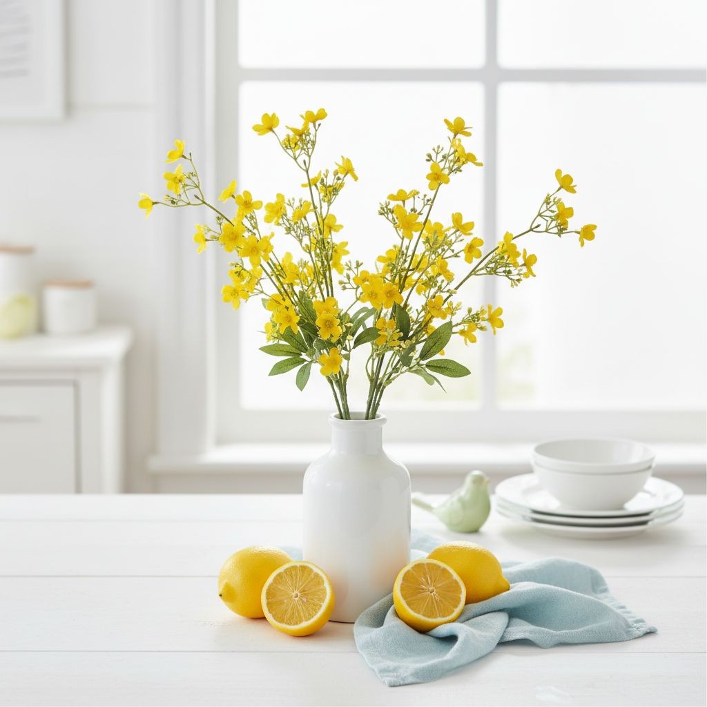 Buttercup Yellow Dogwood Stems Faux Wax Flower Yellow Floral Spring Decor 24 Inc