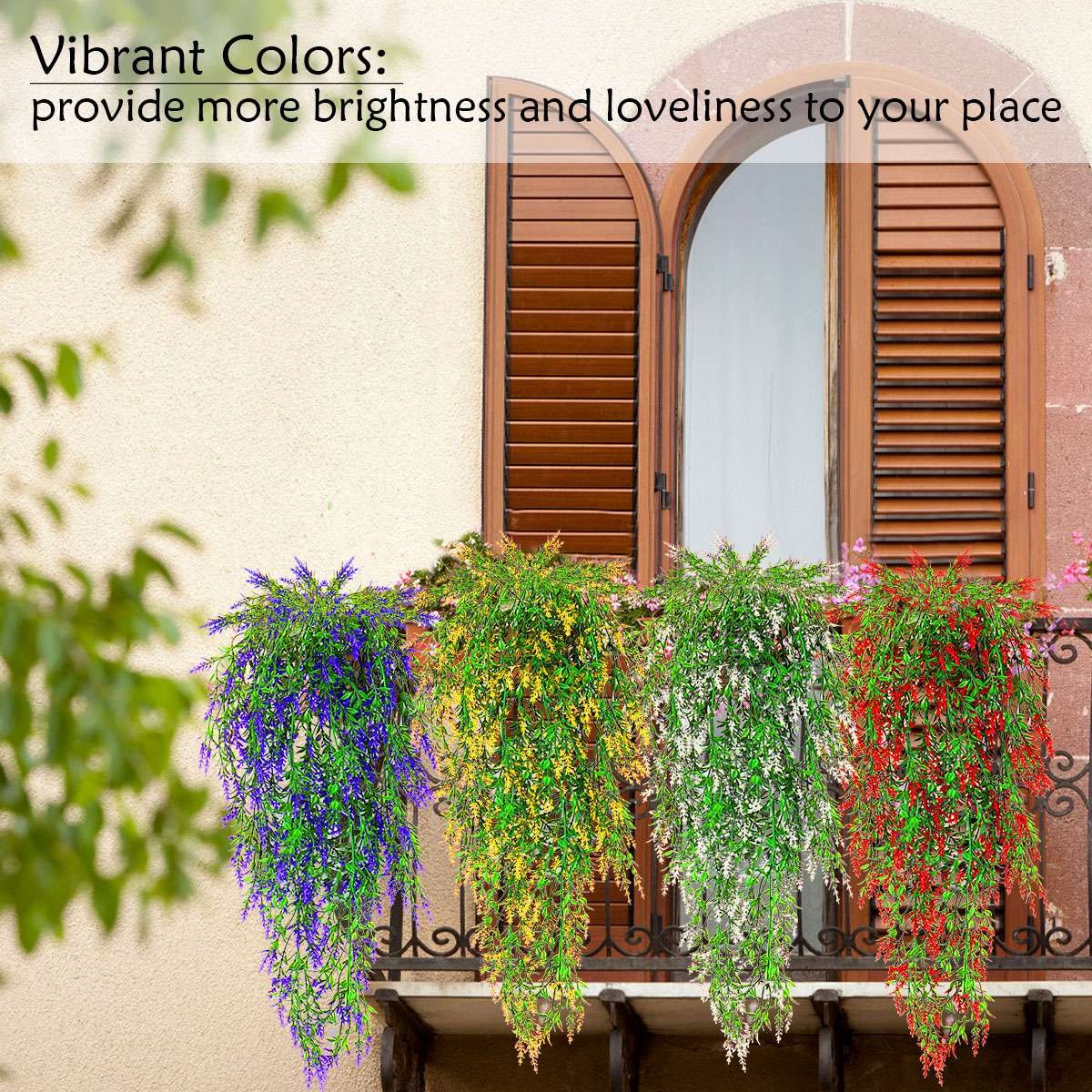 1-4Pcs Artificial Flower Hanging Lavender Vine Rattan Fake Plant Home Decor DIY