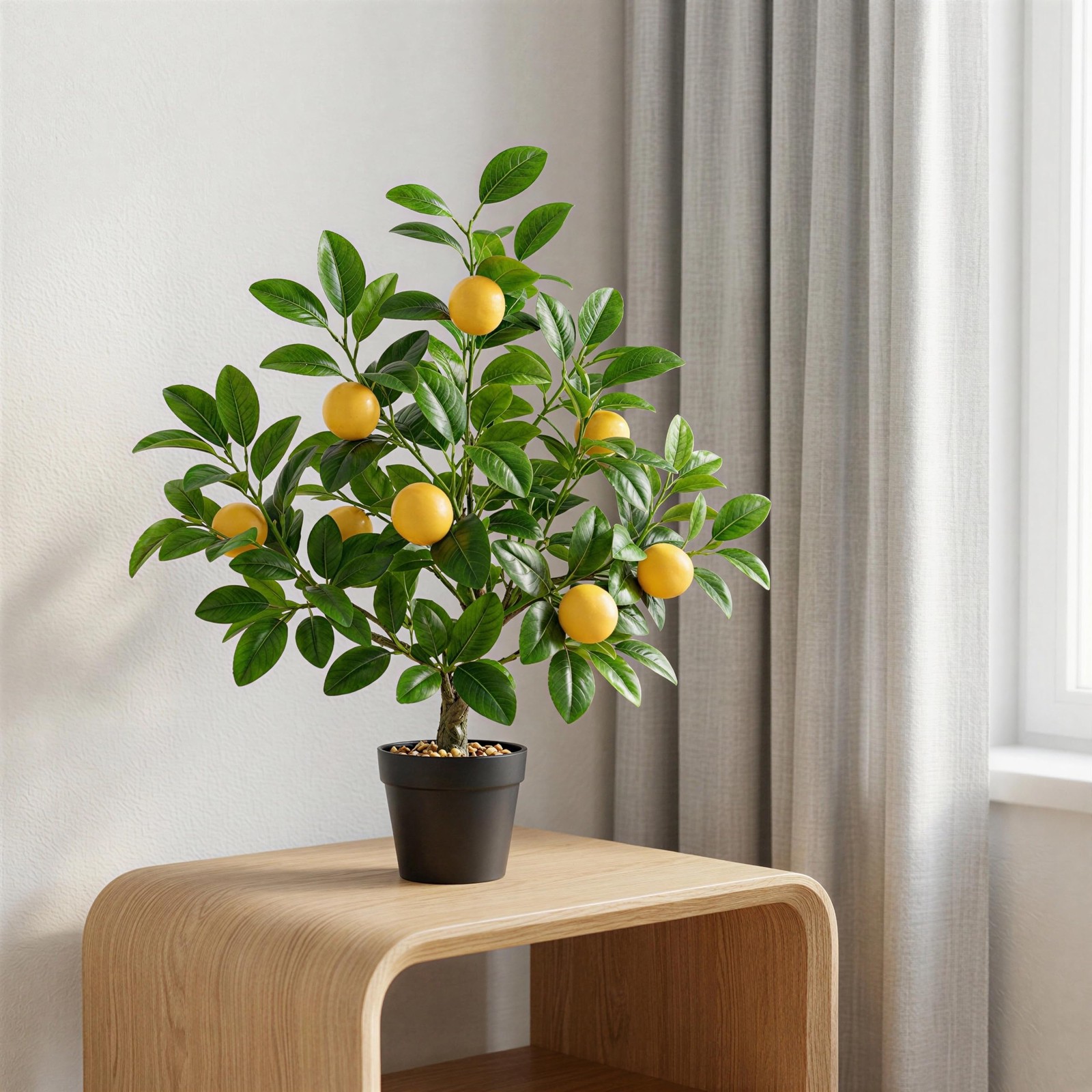 20″ Artificial Yellow Lemon Tree Fake House Green Plant Fruits Decoration wit…