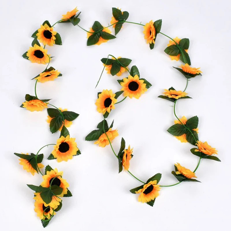 2.3M Simulated Sunflower Decoration Artificial Vine Yellow Fake Silk Flower Vine