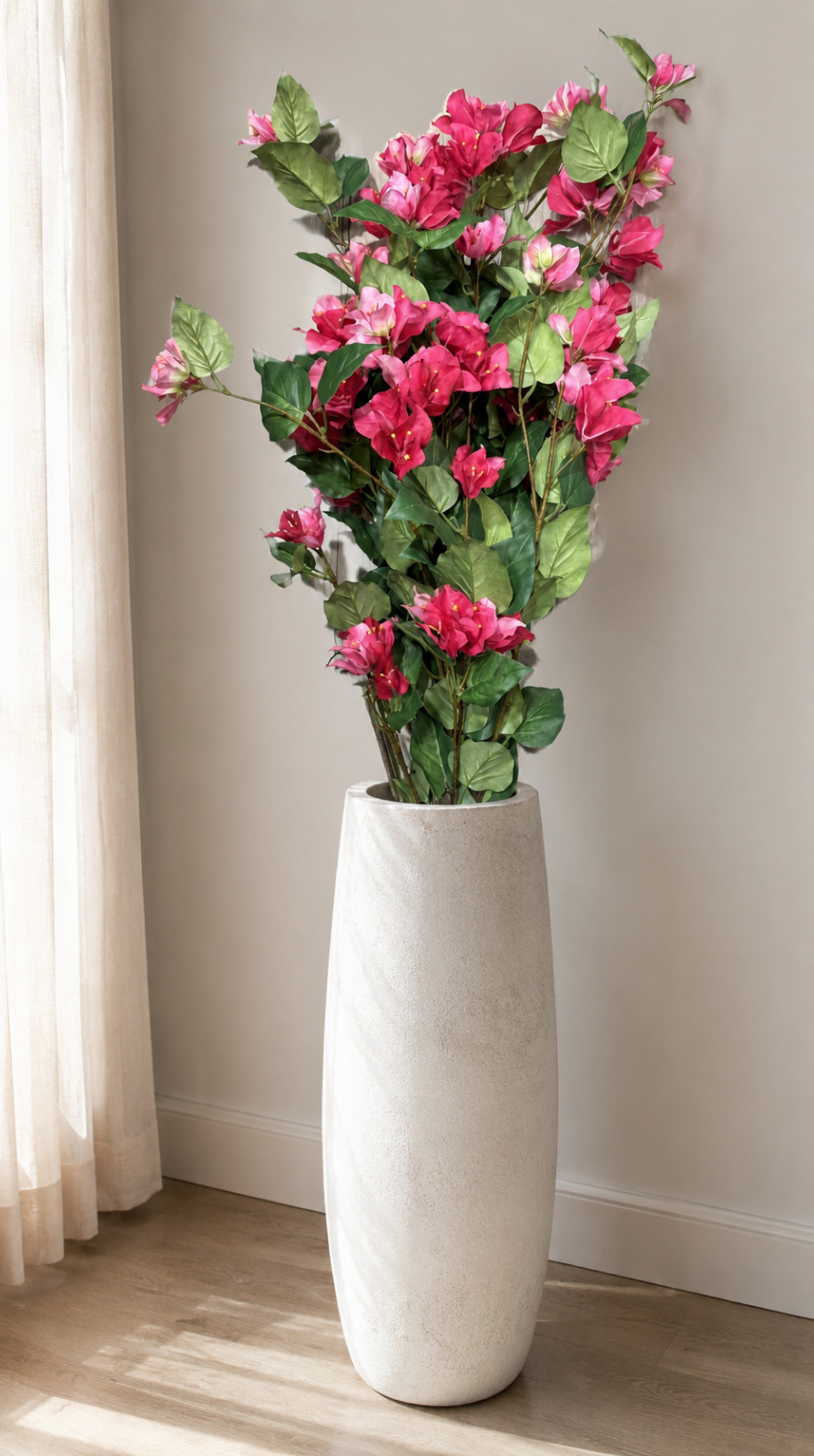 NEW POTTERY BARN Faux Pink Bougainvillea Flowers 48″ Tall Branch Stems Decor NWT