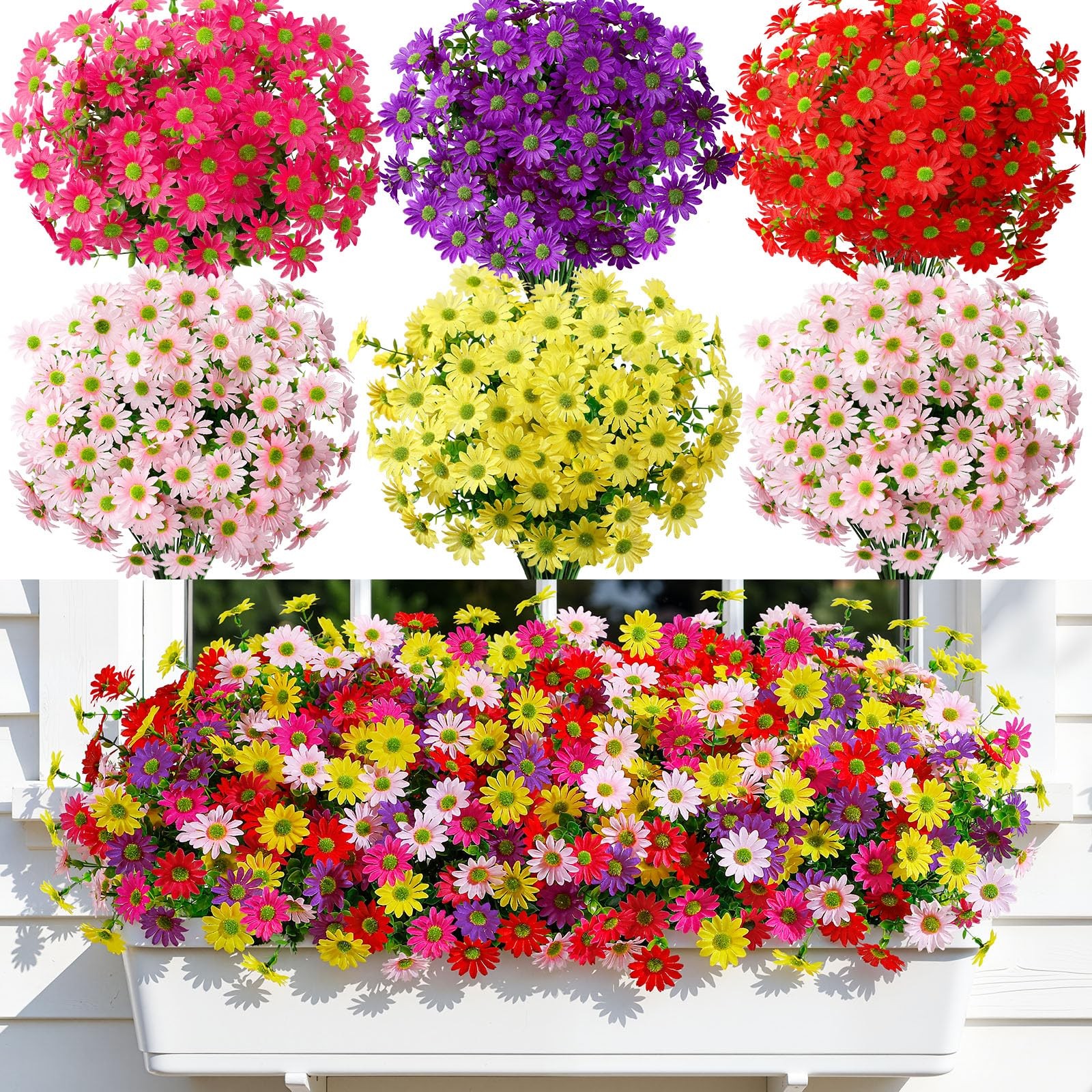 40 Bundles Artificial Daisies Flowers Fake Silk Plant for Indoor Outdoor Deco…