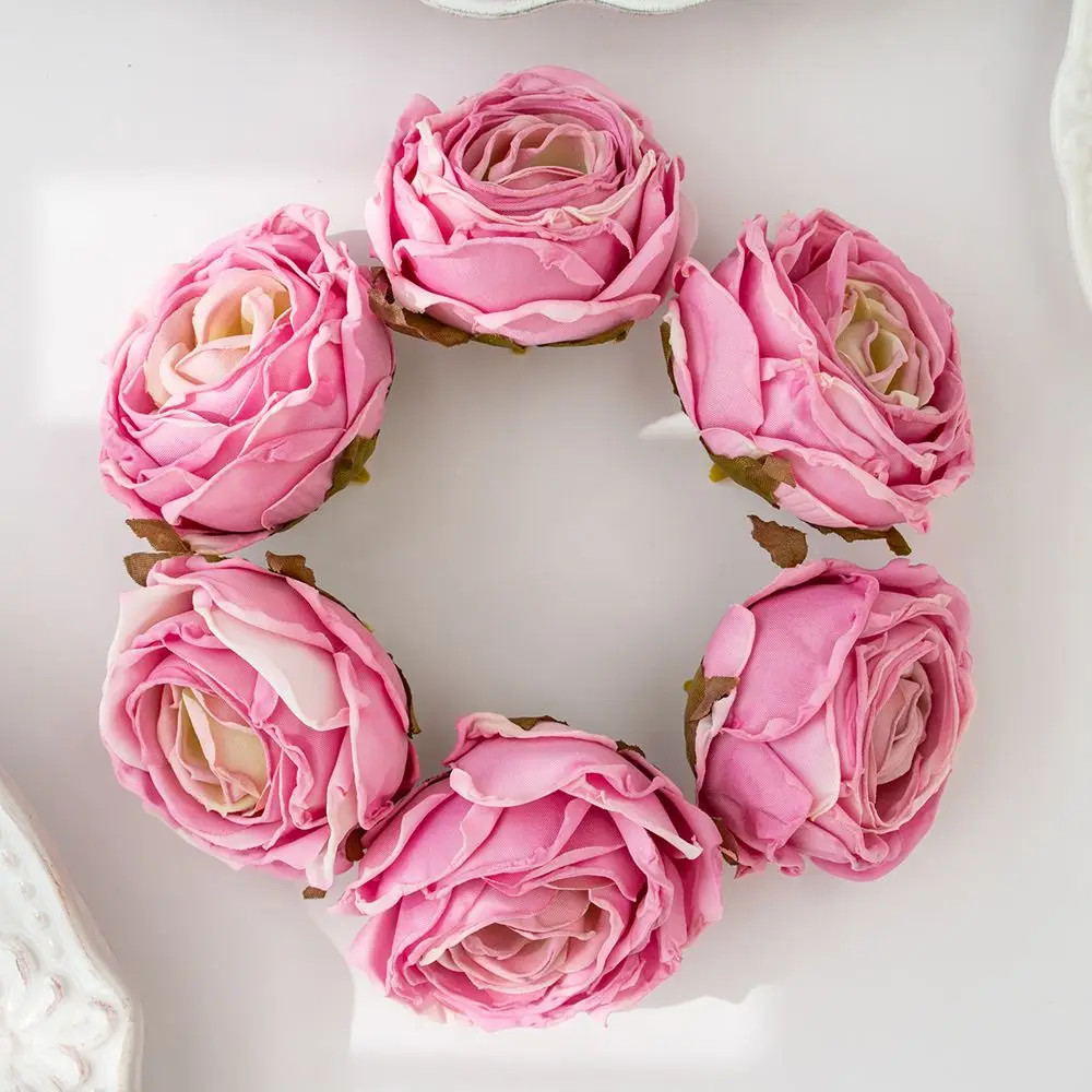 Artificial Burned Edge Rose Floral Bouquet For Wedding Home Garden Party Wreath