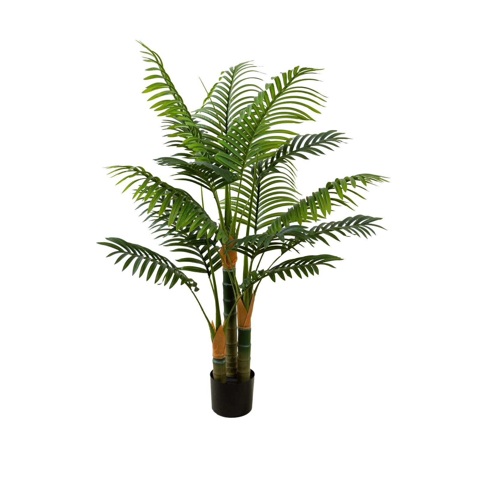 4FT Tall Faux Palm Tree – Large Artificial Plant with 3 Textured Trunks, Indoor