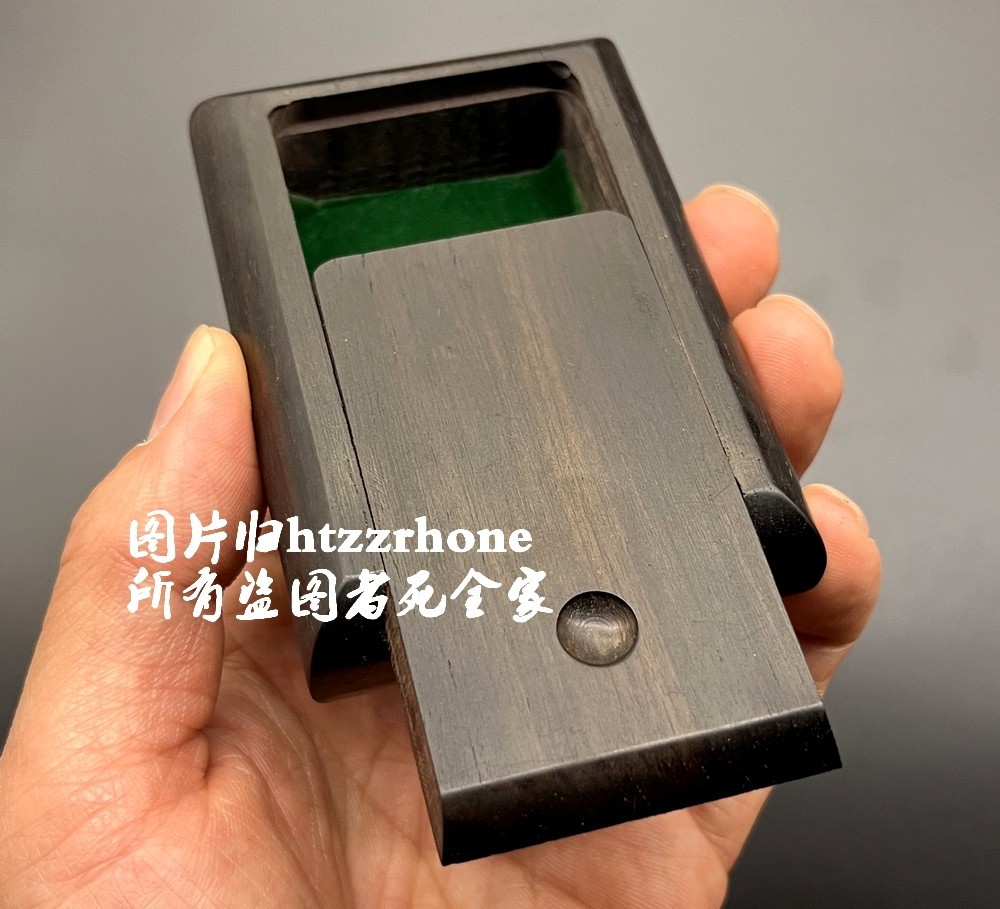 Natural Ebony Wood Storage Case Small Portable Pill Box Reed Holder Handcraft