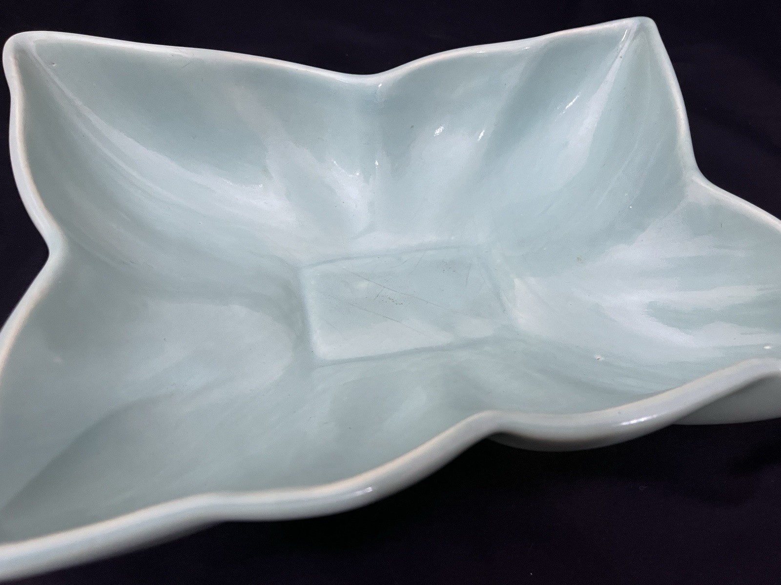 Vtg Camark Art Pottery Blue #410 Leaf Bowl Planter & Bird Flower Frog Set (S4)