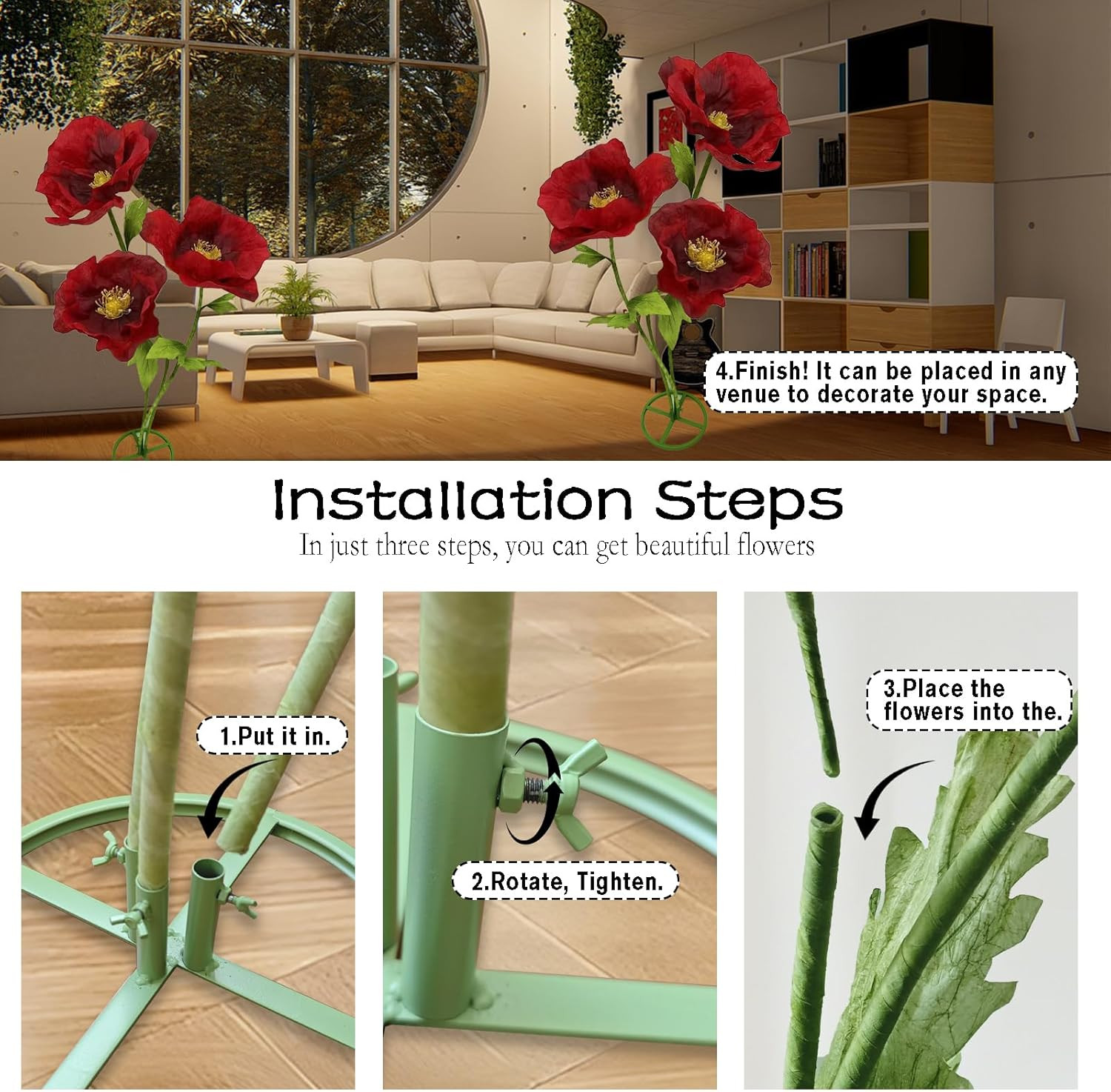 Giant 3D Artificial Flower Set – Waterproof Decor for Home, Garden & Events