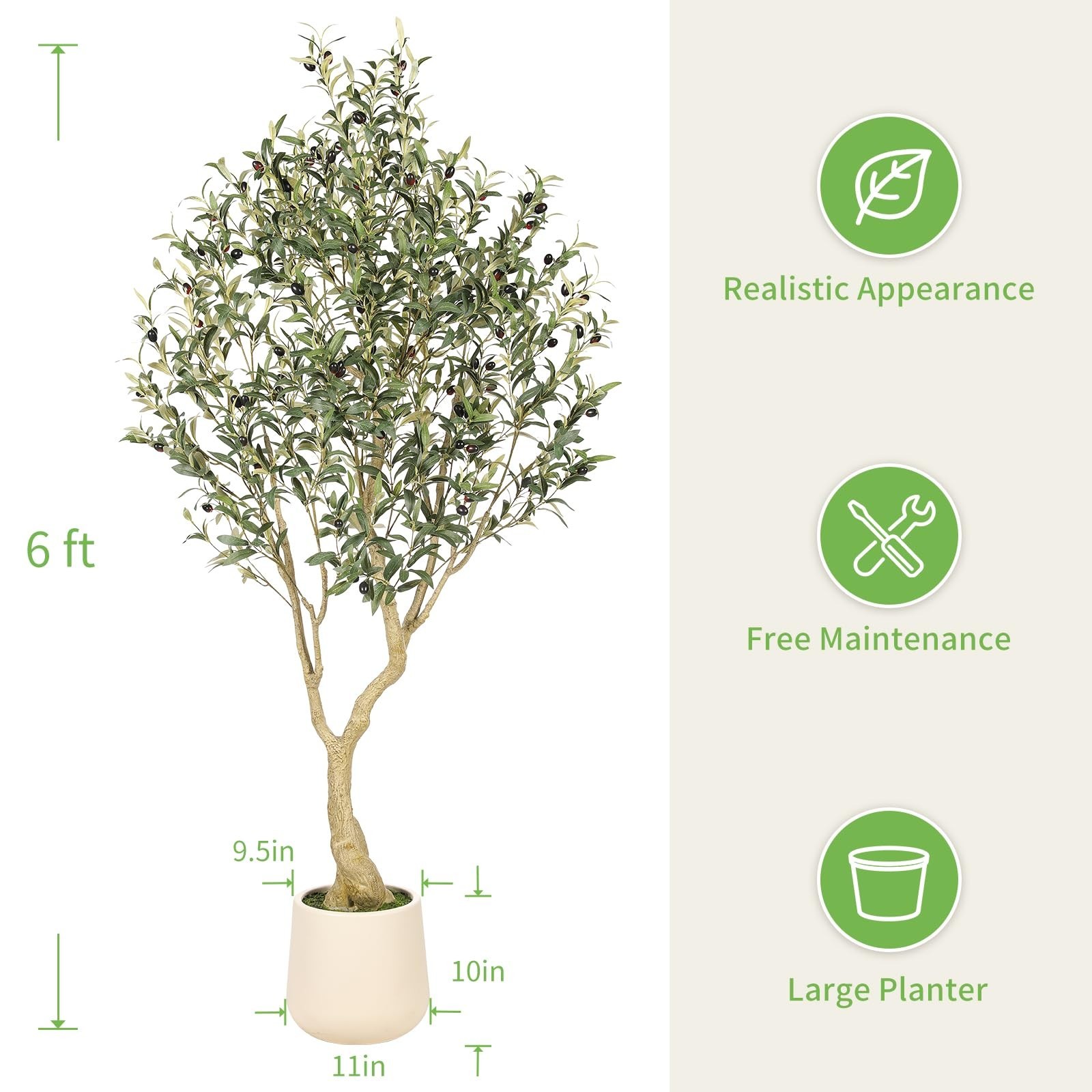 Realead 6ft Artificial Olive Tree Tall Exquisite Planter REJTGLSXP-6FT-NEW