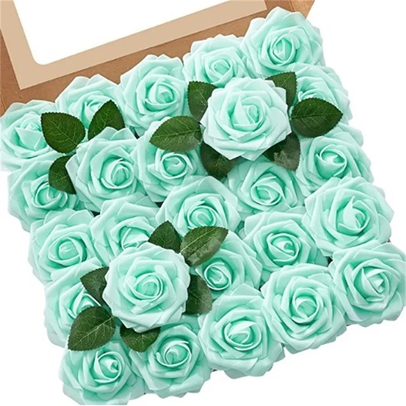 25Pcs Artificial Flowers Fake Flowers Roses Stem for DIY Wedding Bouquets Party