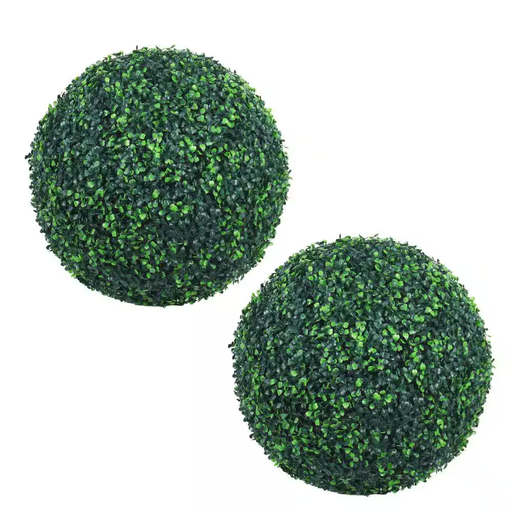 22 In. Set of 2 Artificial Boxwood Tree Ball-Shape Faux Plant Topiary Balls for