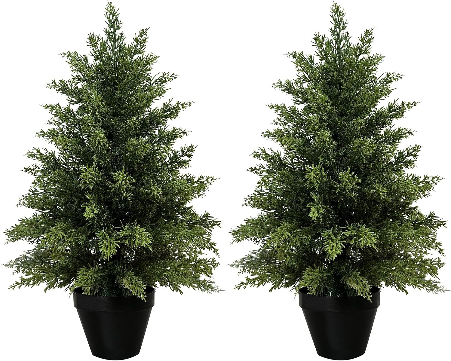 2 Pack 5ft Artificial Cedar Trees Outdoors UV Resistant Potted Faux Cedar
