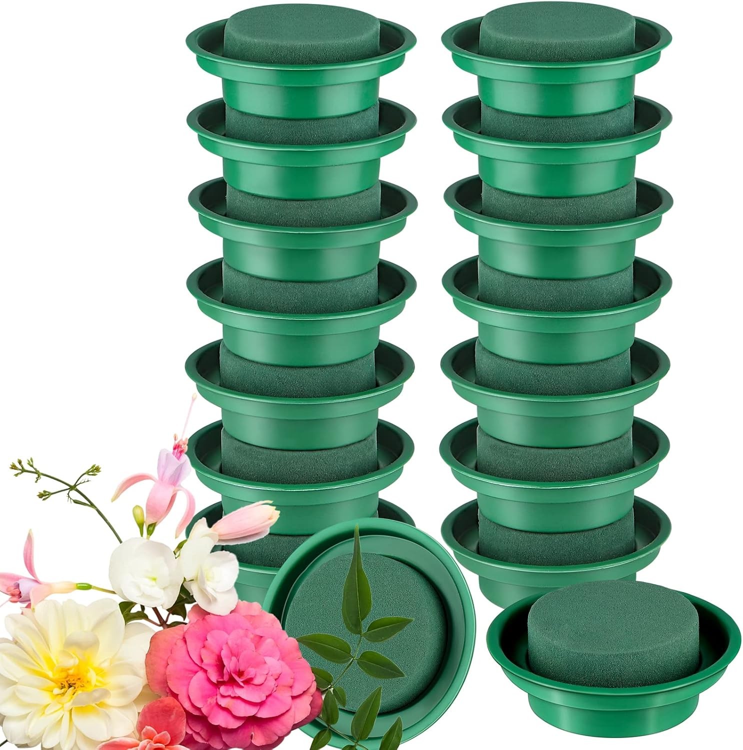 8 Packs Green Floral Foam Rounds in Bowls DIY Flower Arrangement Kit Fresh &