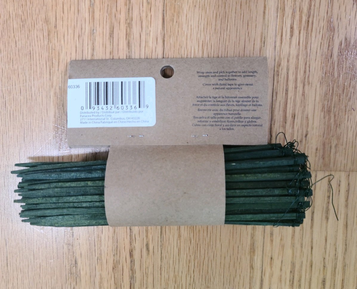55 Green Wired Wood Picks 6” Floral Stem Supports Dark Green