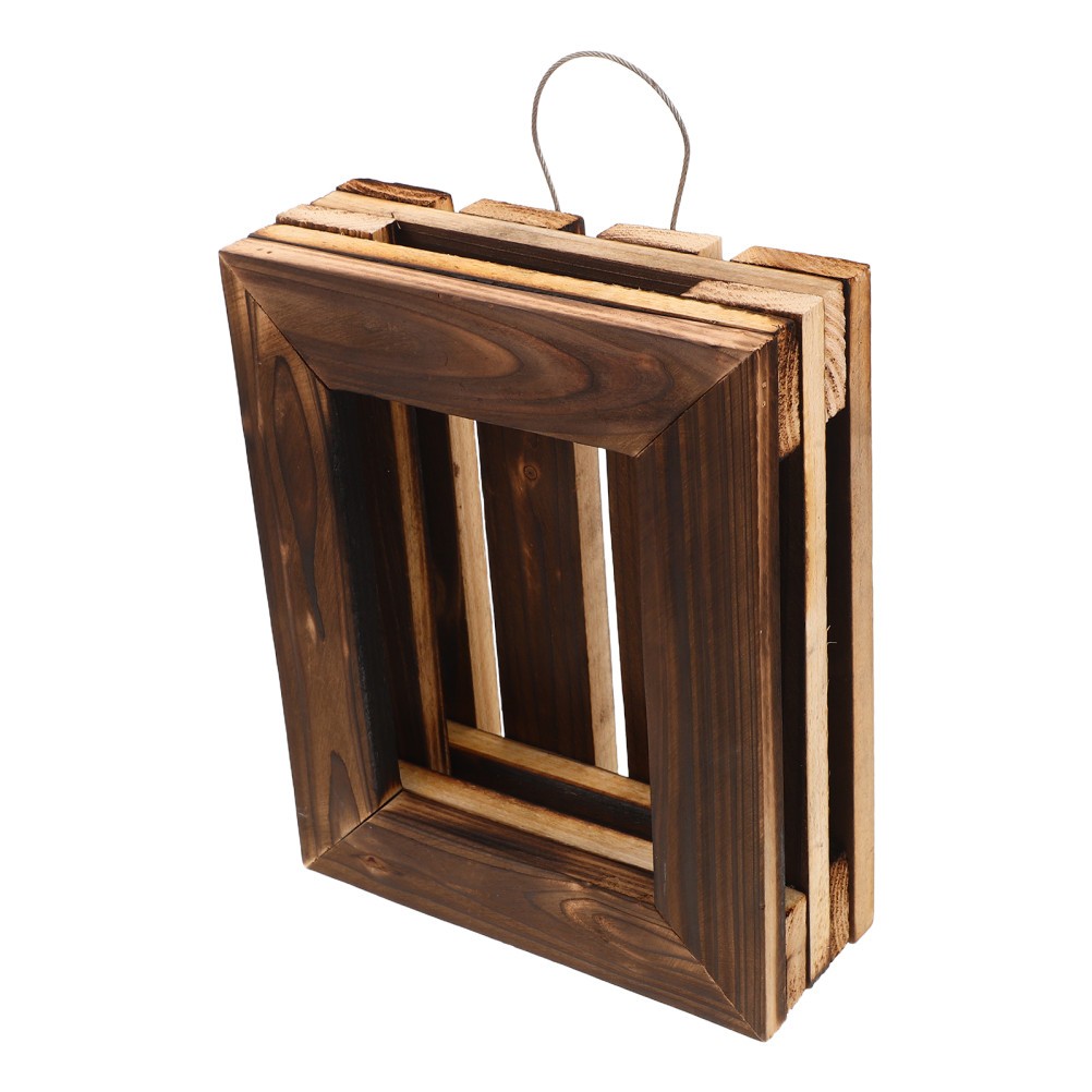 Natural Wood Vertical Wall Mounted Orchid Planter with Staghorn Fern Mount Frame