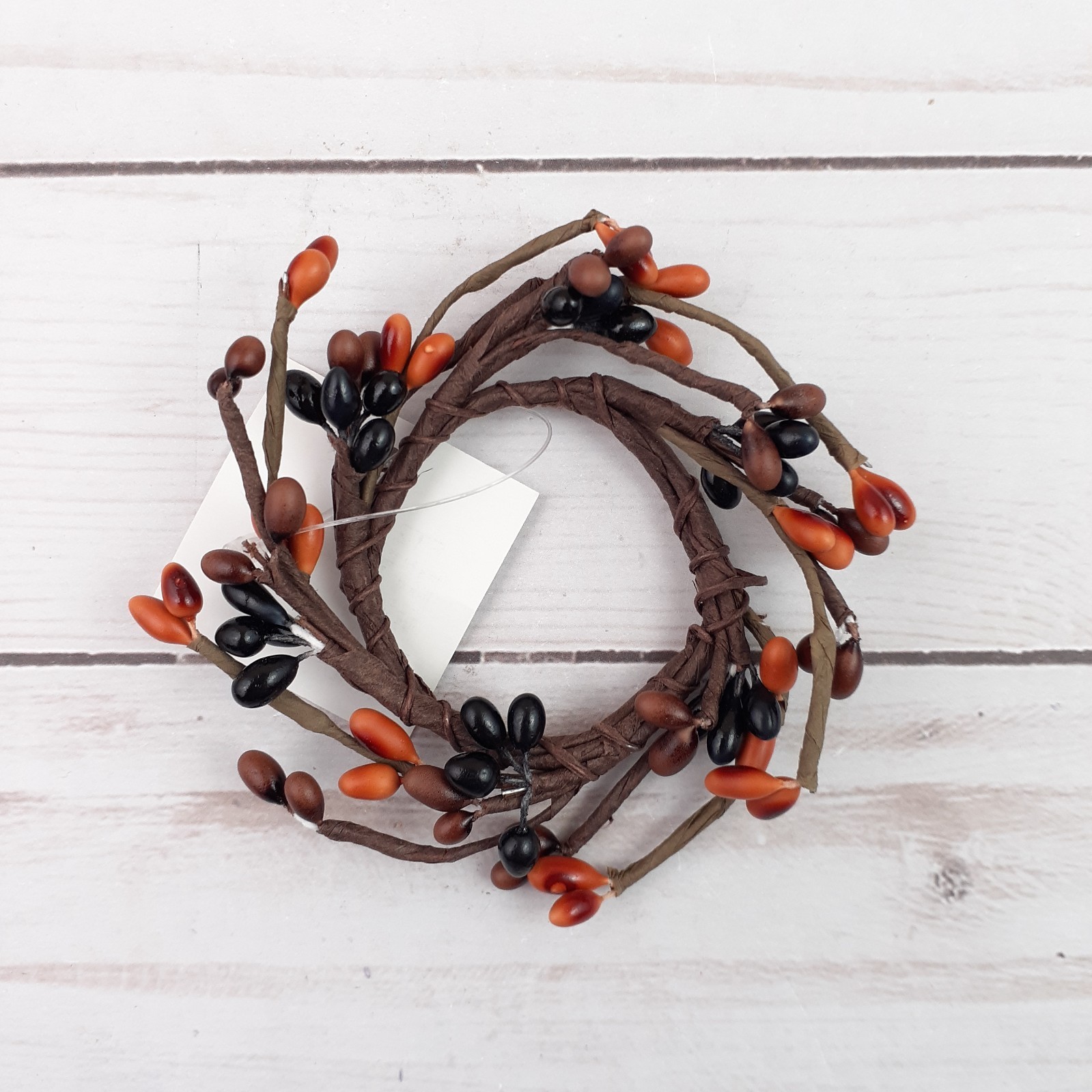 Mini Pip Berry Taper Candle Ring Primitive Mix Orange Brown Black 1.5 in inside
