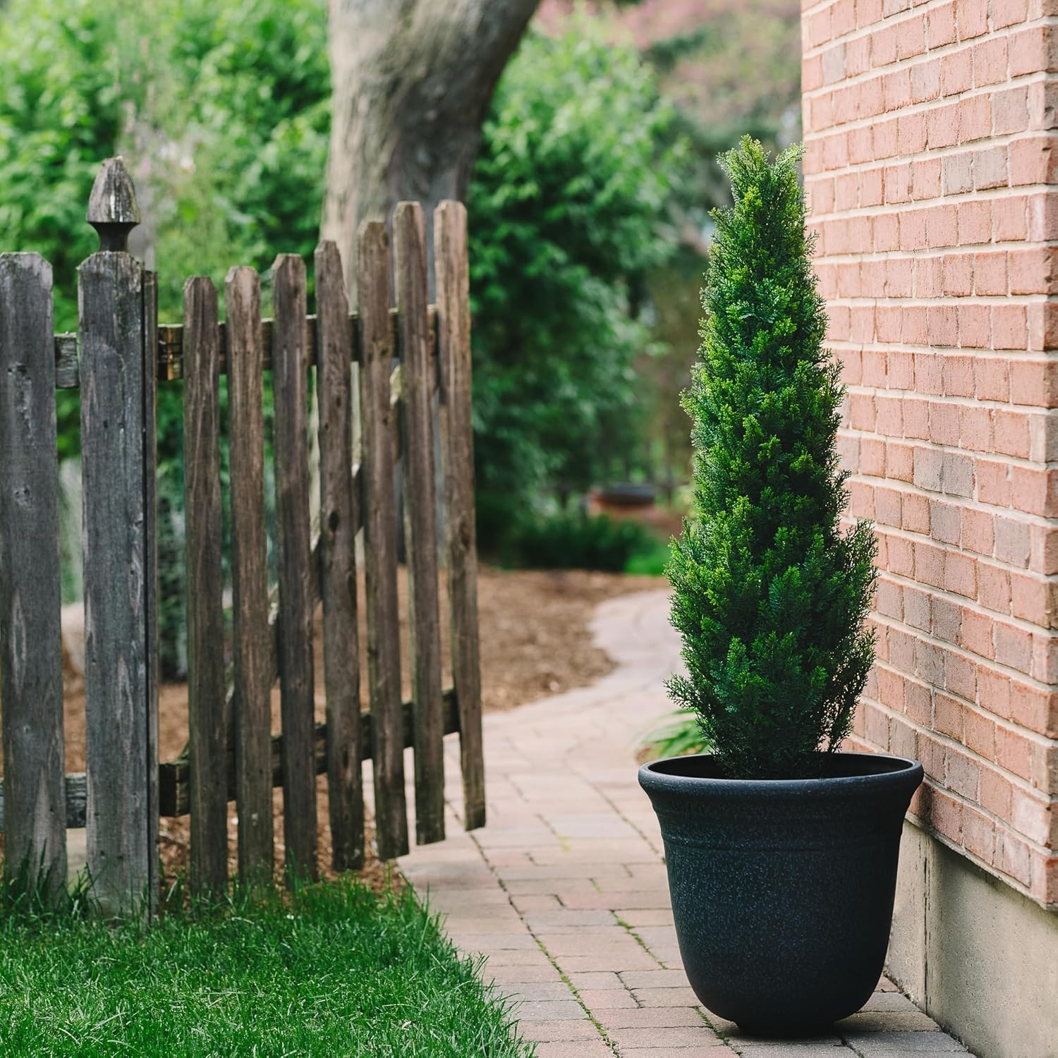 Faux Cedar Trees for Garden Decor – 2-Pack, UV Resistant