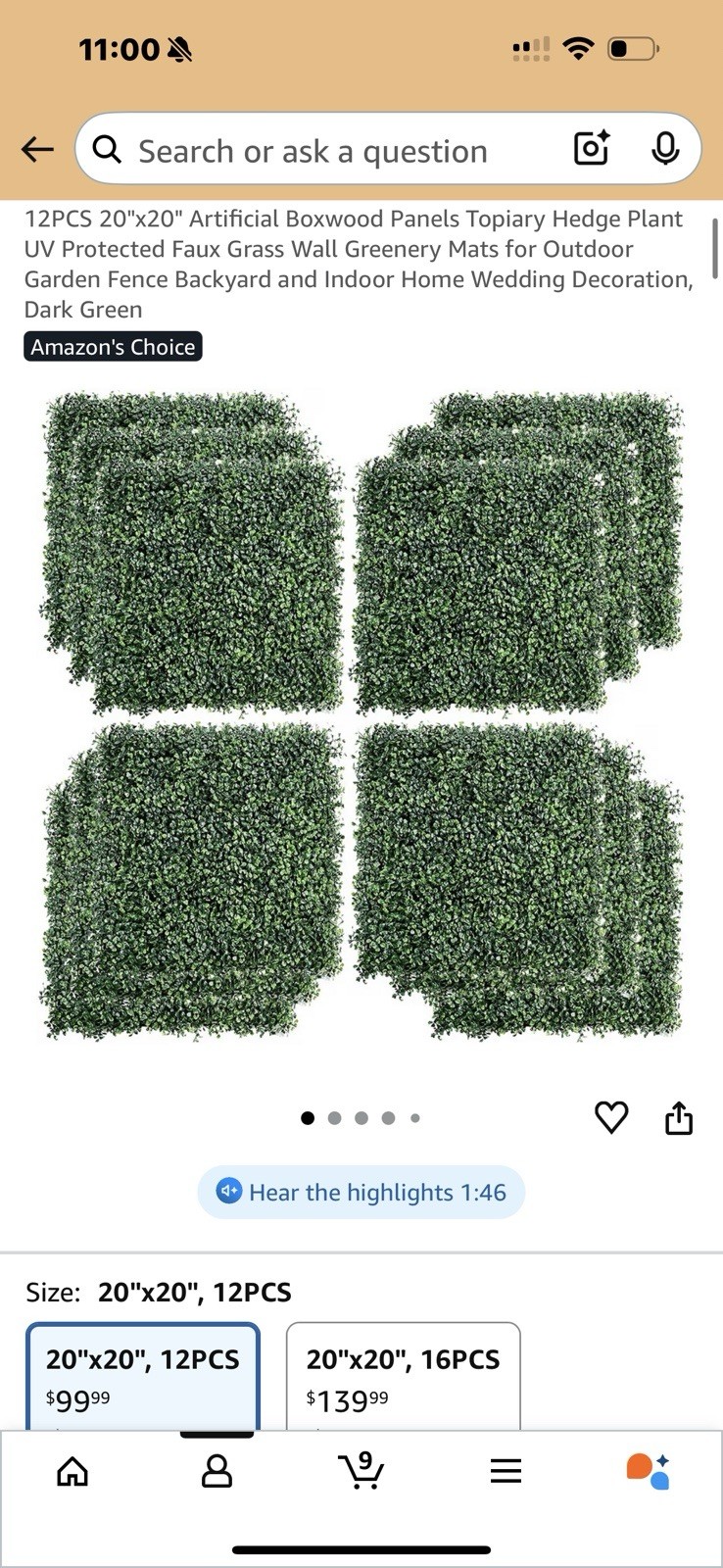 12PCS Artificial Grass Wall Panels 10″x10″ | Boxwood Greenery Backdrop for Party