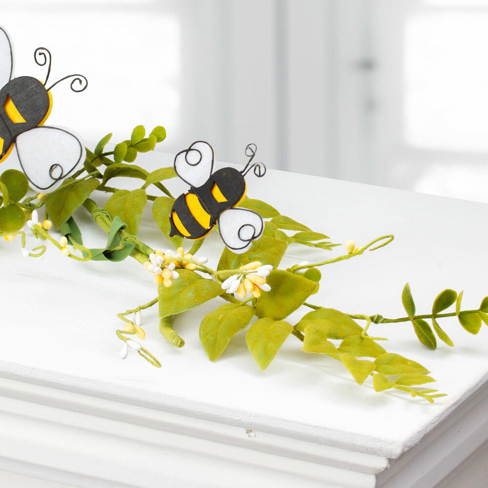 5 Foot Bumble Bee and Bee Hive with Artificial Greenery Garland