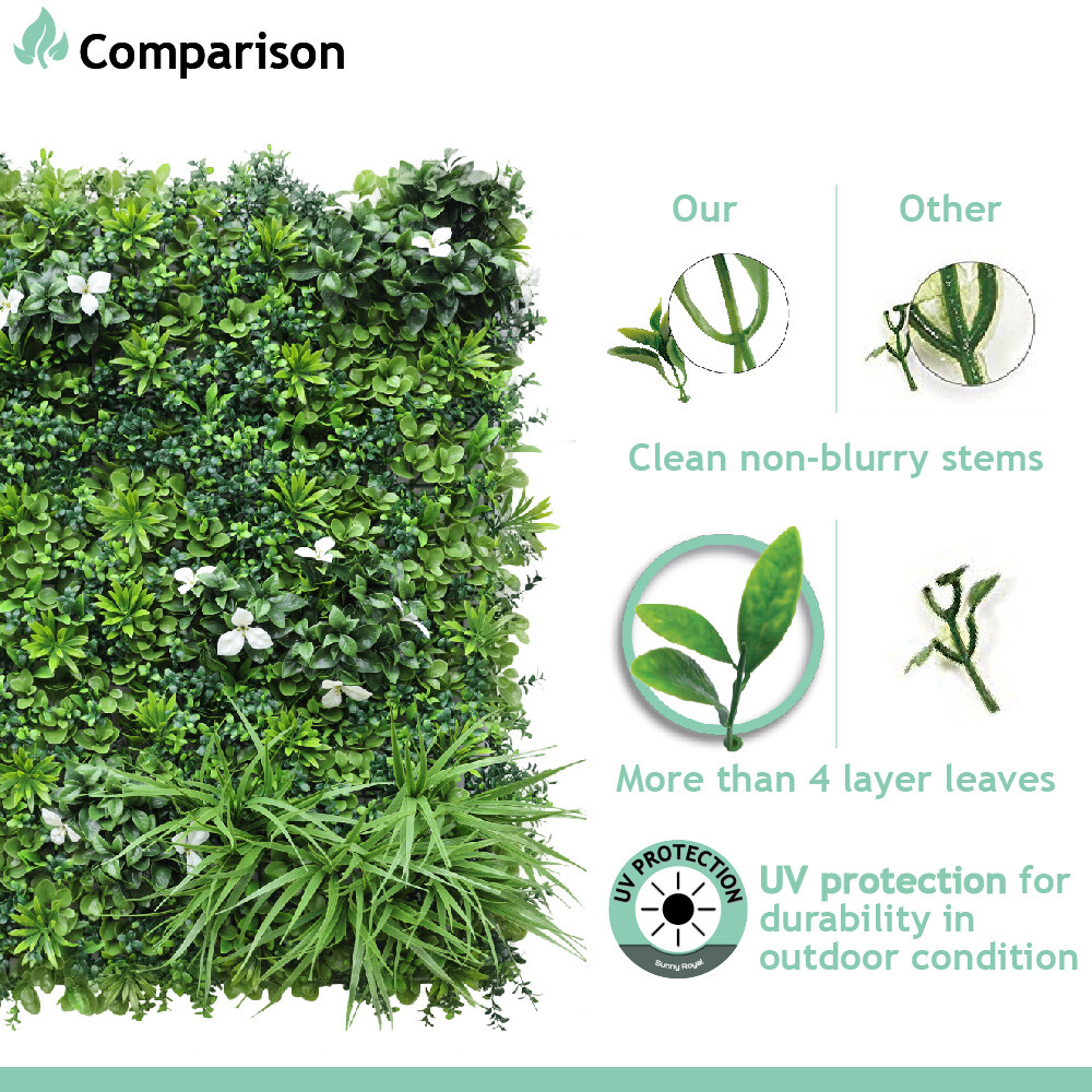 40″x 40″ Artificial 3D Faux Ivy Fence Mixed Panel Mat Wall Fence Hedge Decor #02