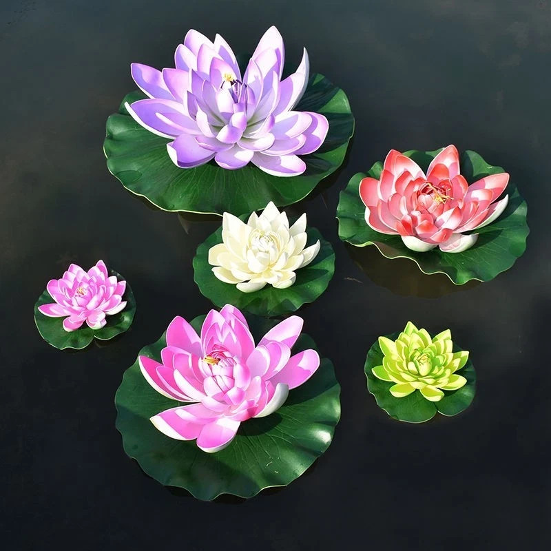 Floating Artificial Lotus Water Lily Flower Wedding Pond Garden Decoration US
