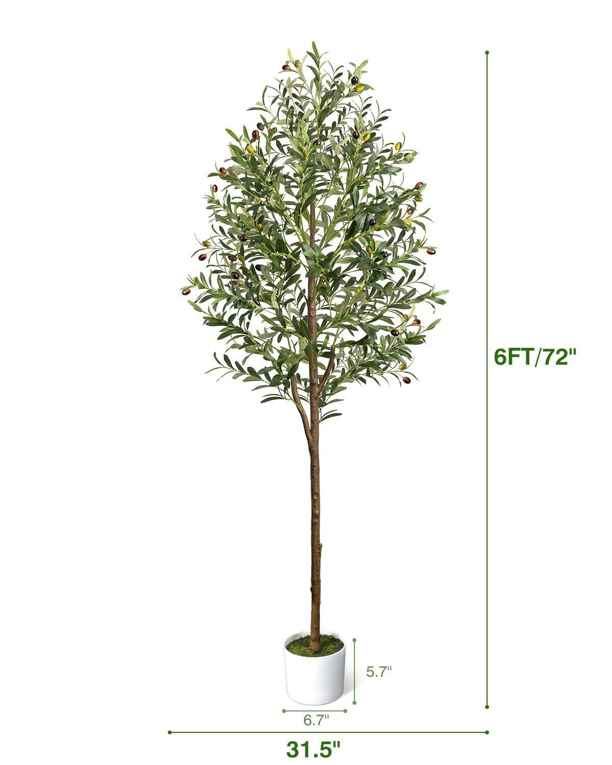 6FT Artificial Olive Tree – Indoor Tall Faux Olive Trees with Planter&Basket,…