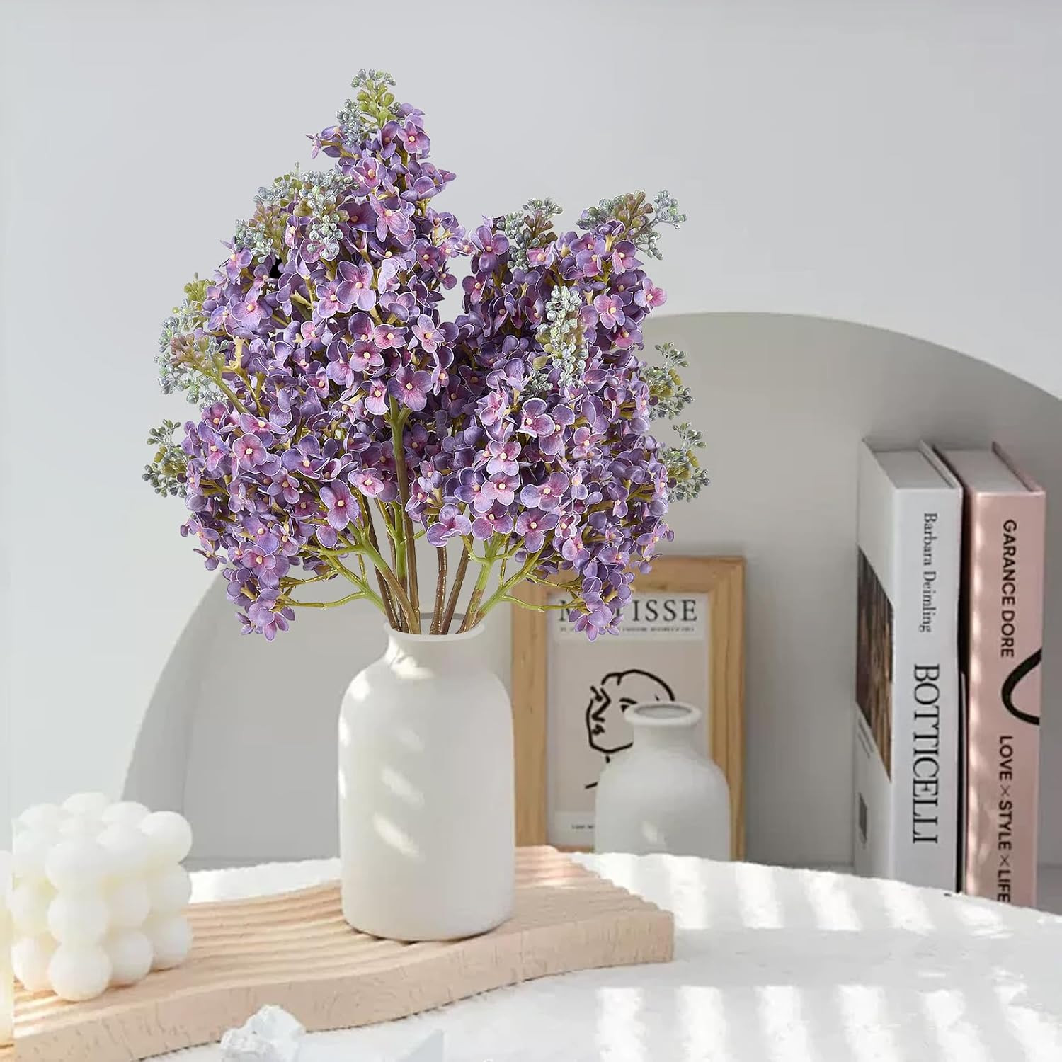 Lilac Artificial Flowers – 4PCS 25.6″ Purple Silk Delphinium for Home Decor