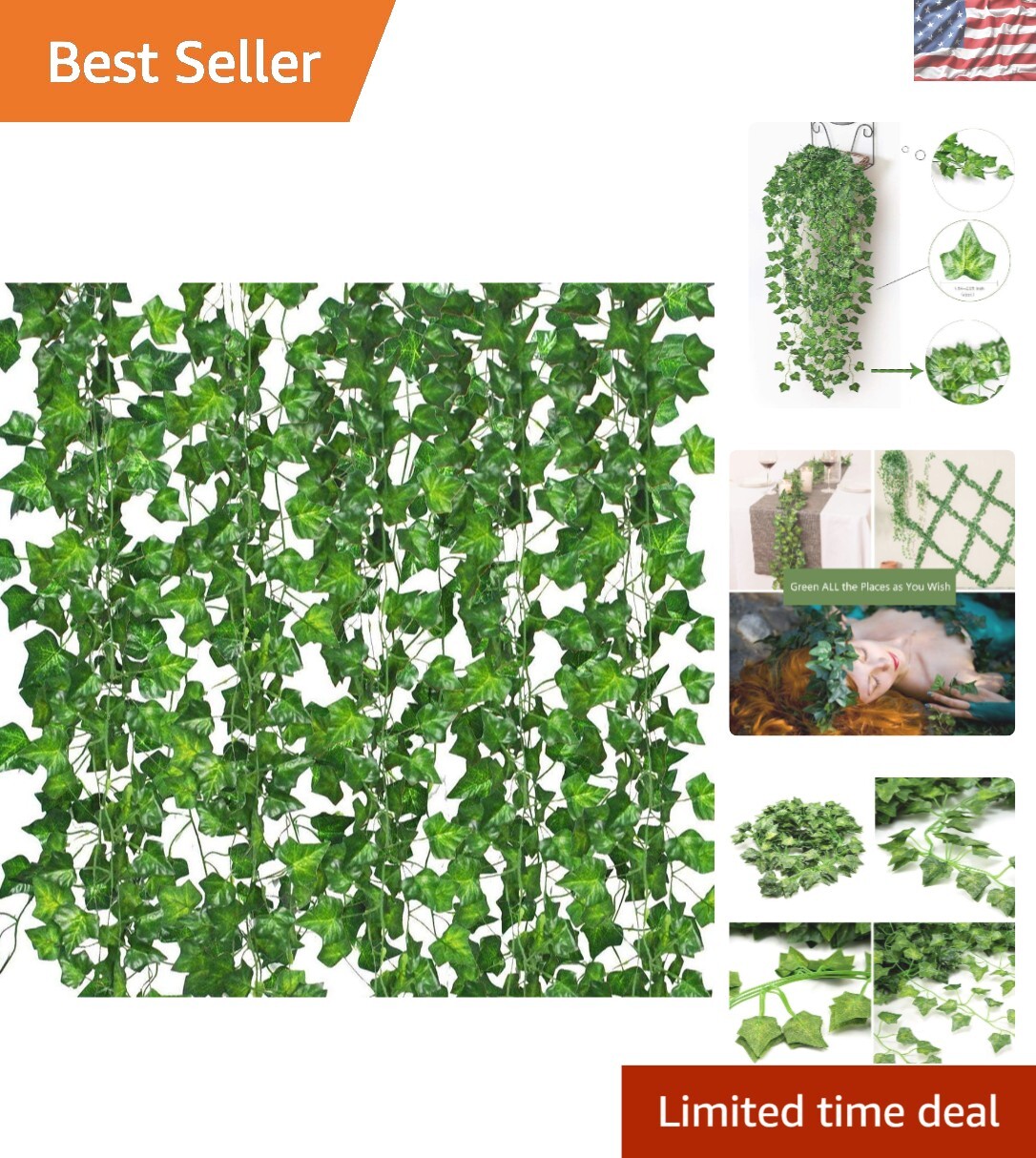 Decorative Greenery: 12 Faux Ivy Vines – Perfect for Home, Parties & Events