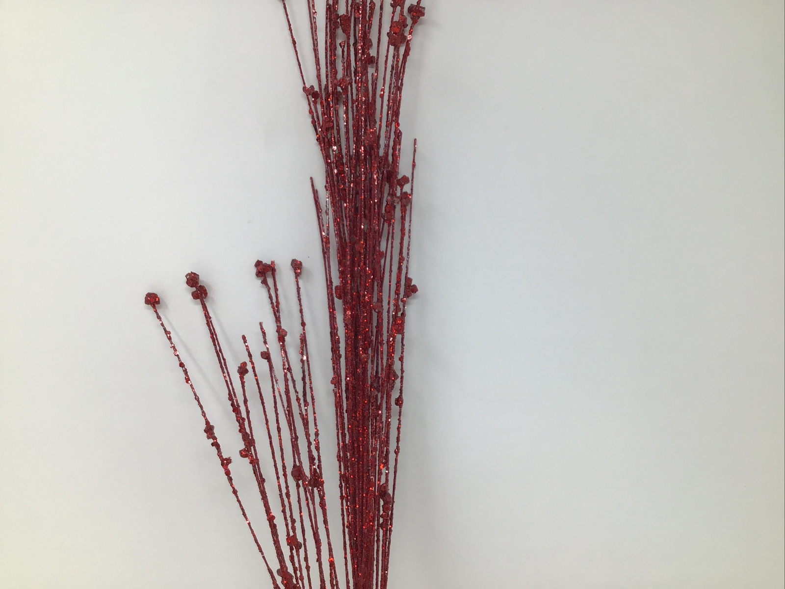 Christmas Pick Red Sparkly Floral Arrangement Basket Filler Stem 33” NOS Vintage