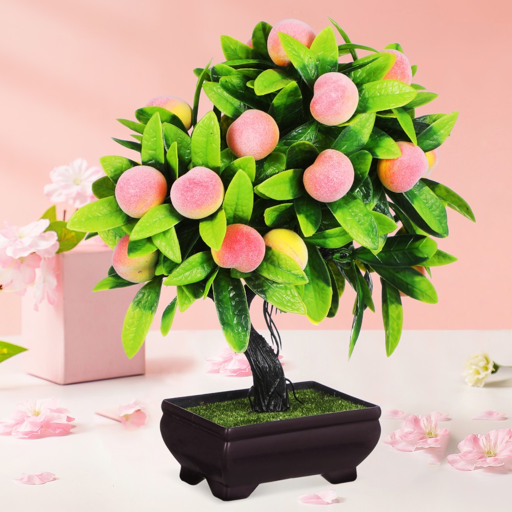 Artificial Bonsai: 25cm Simulation Peach Bonsai Tree – Artificial Potted Plant