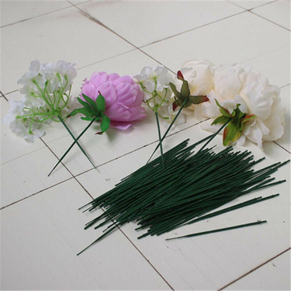 100Pcs/Set Flower Rod Plant Potted Stem Gardening Wire Plastic Artificial Decor