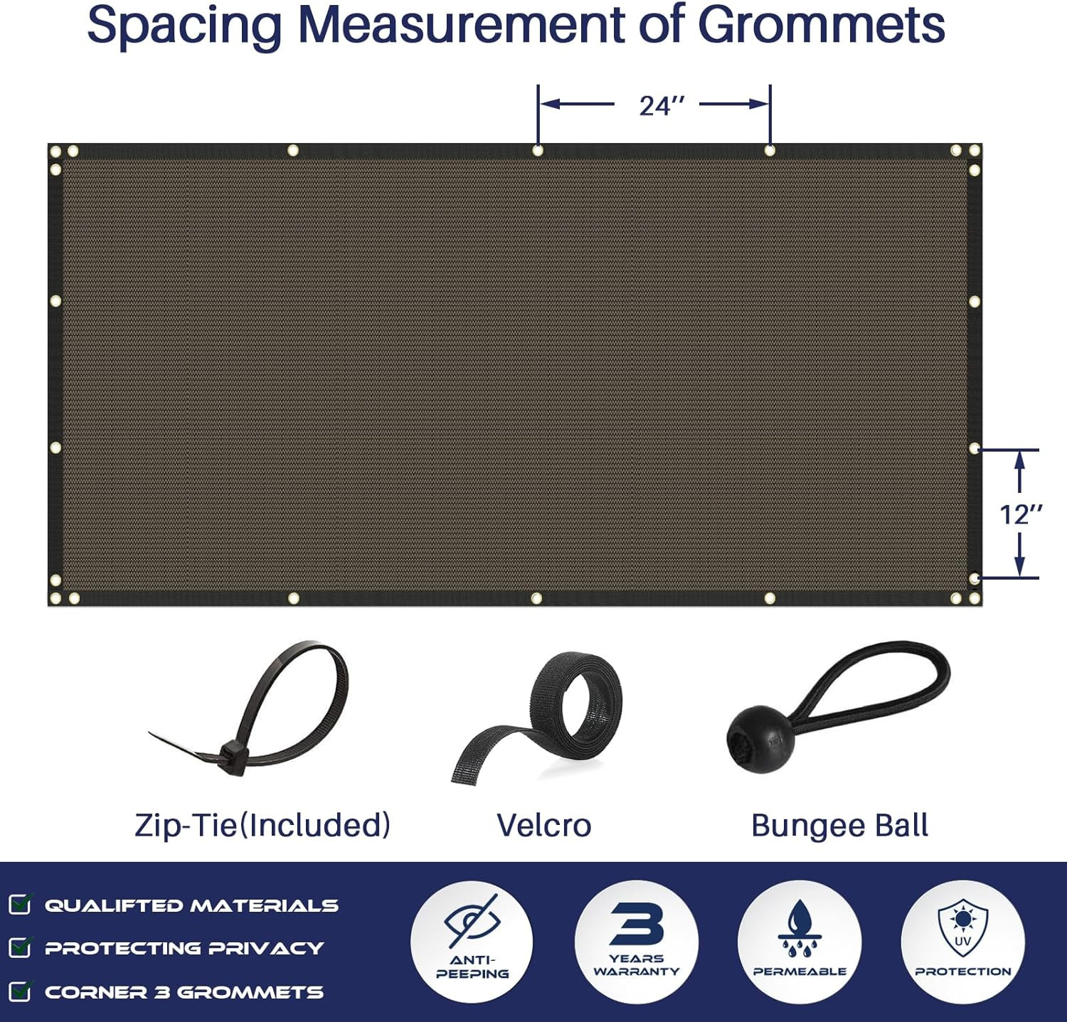 6′ X 25′ Privacy Fence Screen in Brown W/ Brass Grommet 85% Blockage Windscreen