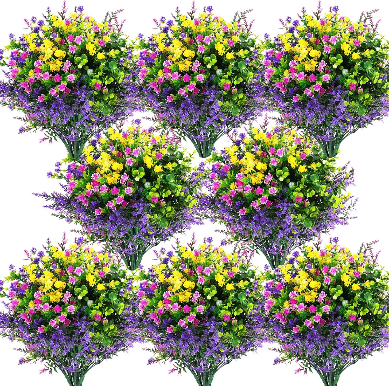 48 Pcs Artificial Flowers Outdoor Faux Artificial Plants UV Resistant Plastic