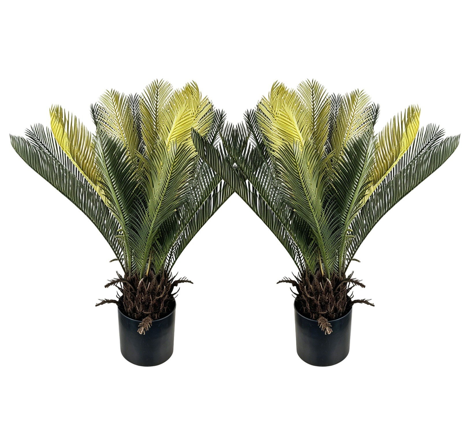 2 Pack 2.2ft Artificial Sago Palm Tree, Fake Cycad Plant for Home Garden Decor