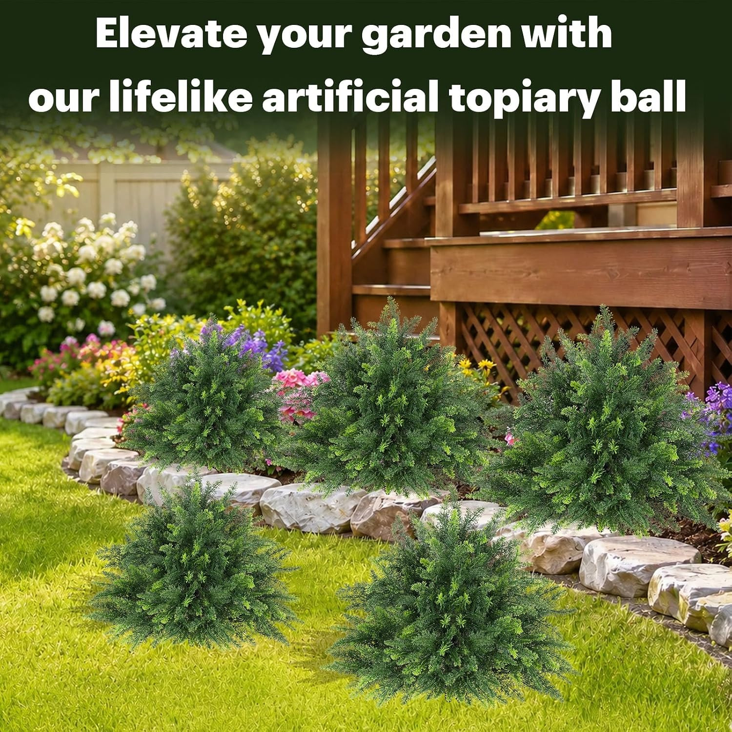 Set of 2 UV Resistant 24.5″ Artificial Cedar Topiary Trees for Outdoors