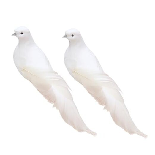 2pcs Christmas Ornament Birds Artificial Peace Dove with Clips Christmas