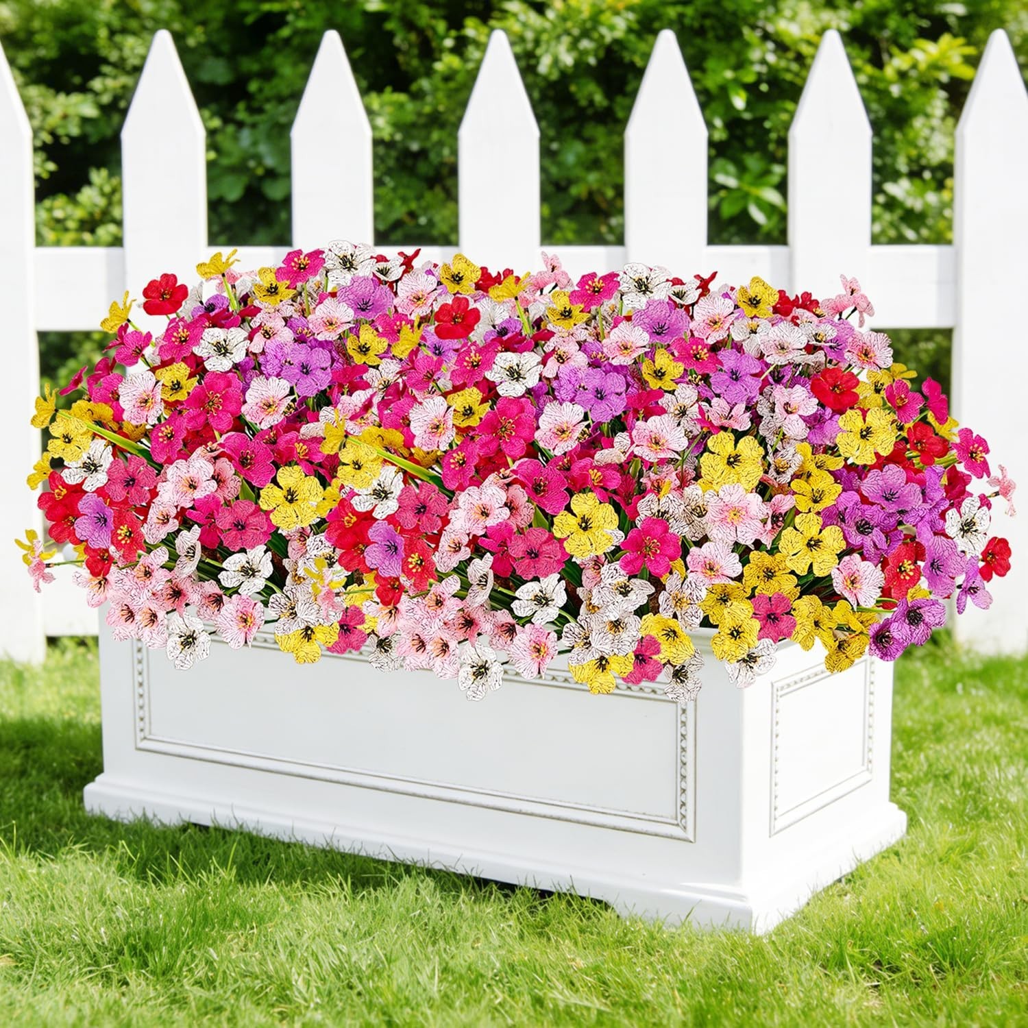 UV Resistant Artificial Flowers – 72 Bundles Faux Plants for Home Garden Decor