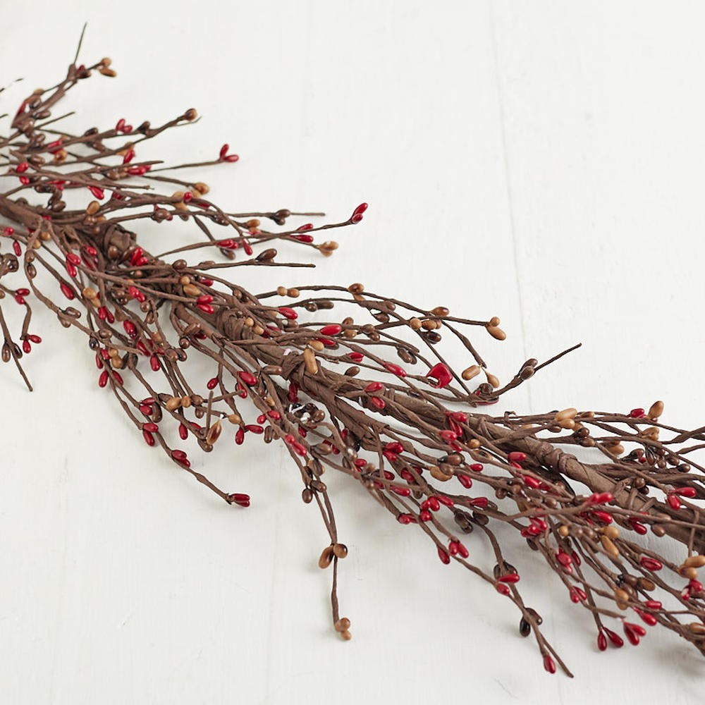 Hand Wrapped Warm “Peacan Pie’ Colored Pip Berries Garland for Decorating