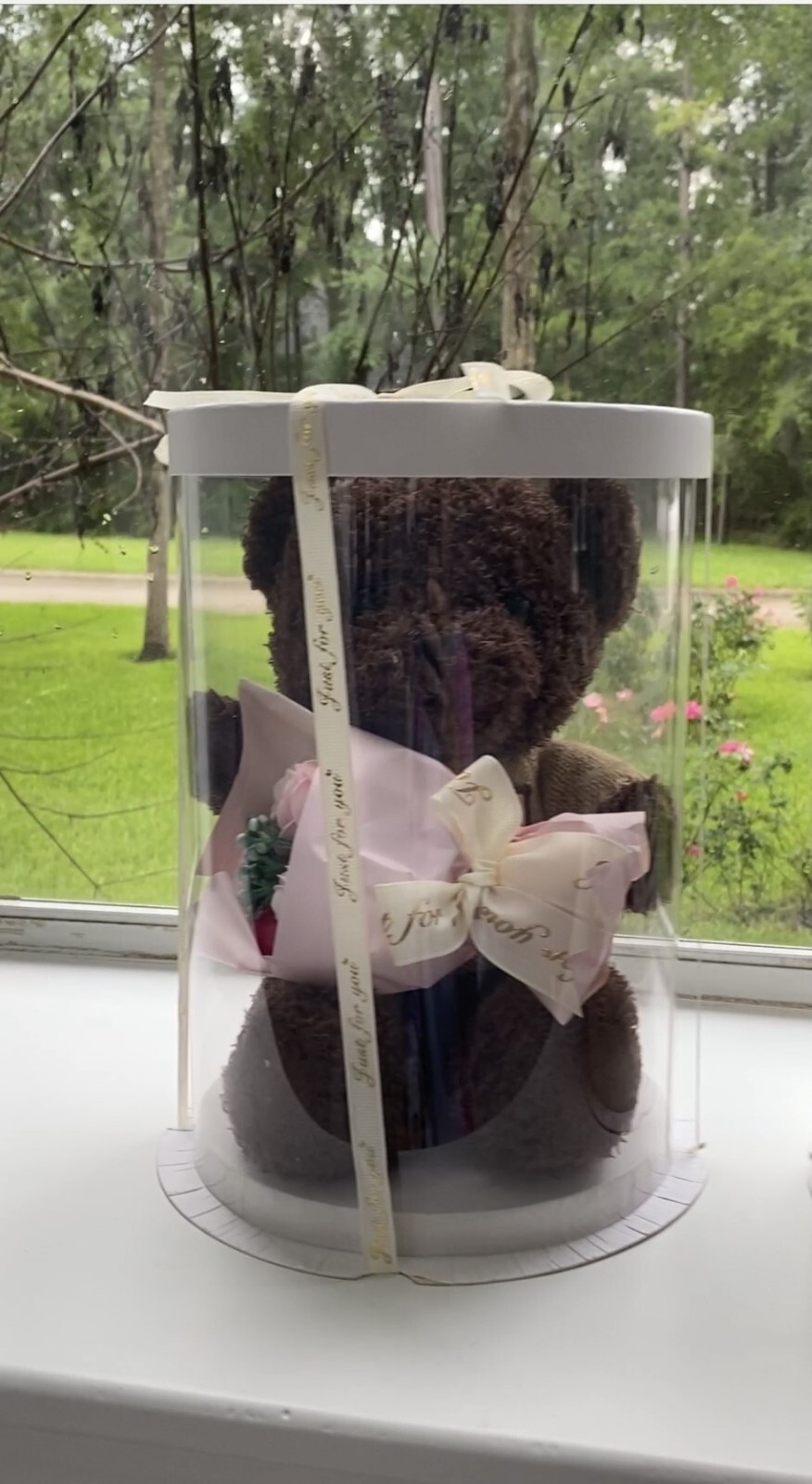 Artificial Forever Soap Rose Bouquet with stuffed Bear