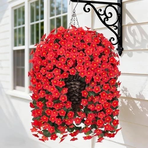 Stunning Faux White Morning Glory Hanging Basket – Simple Assembly & No Watering