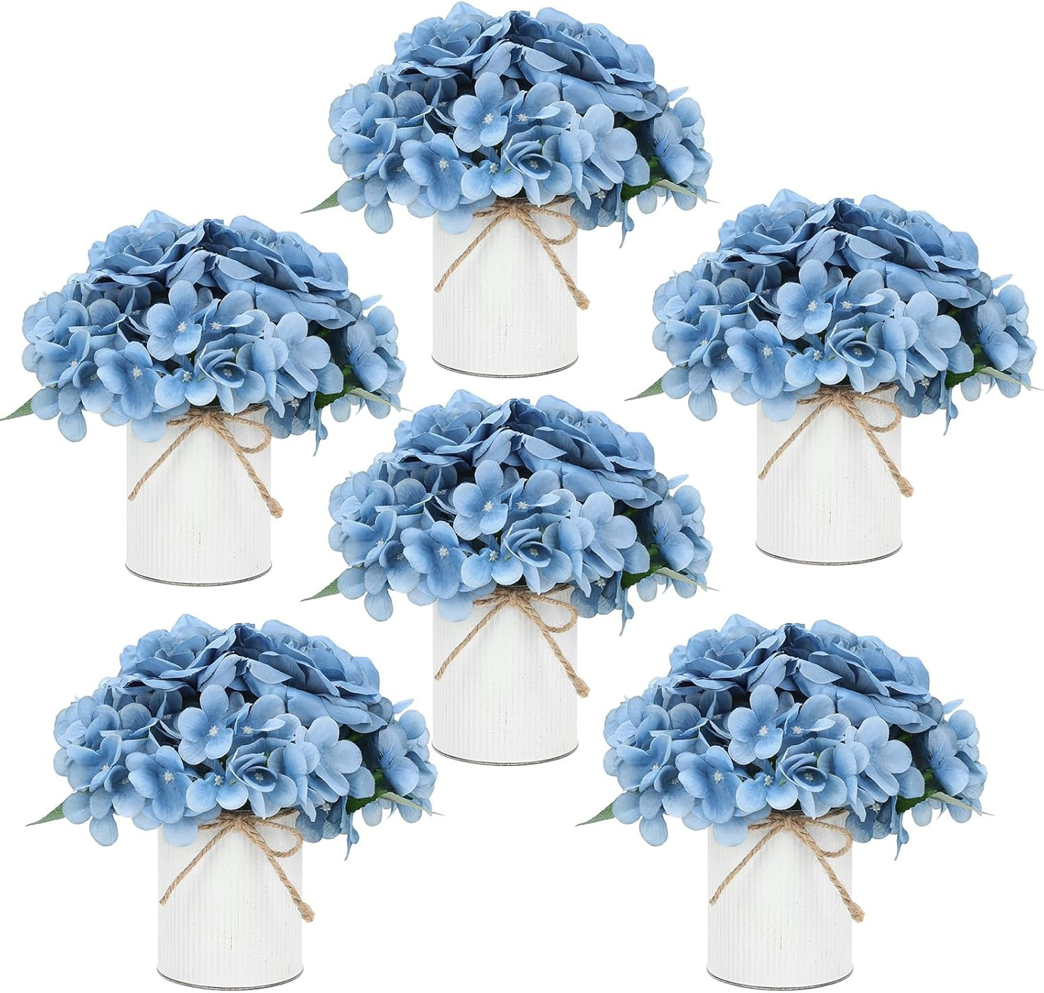 Dusty Blue Hydrangea Centerpieces – Set of 6 for Weddings & Events