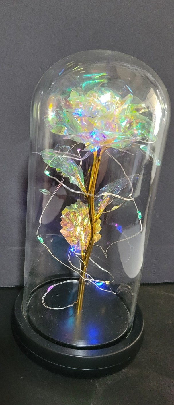Clear Eternal Rose With LED Lights In 9″ Glass Dome Mothers Valentines Day Gift