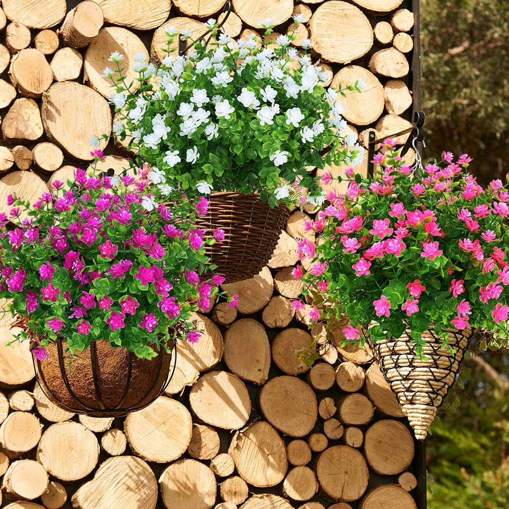 KLEMOO Artificial Flowers Fake Outdoor UV Resistant Boxwood Plants Shrubs 4 P…