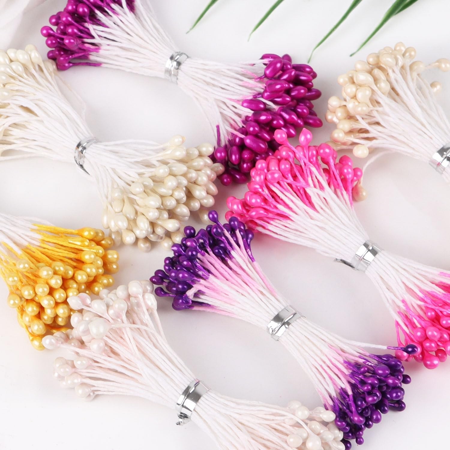 560pcs Flower Stamens for Crafts 3mm Artificial Pearl Floral Pistil for Card