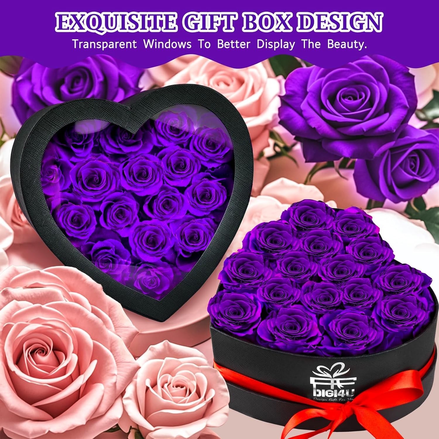 Extra Large 16 Flower Heart Shape Box Gifts with Necklace for Her Women Girlf…