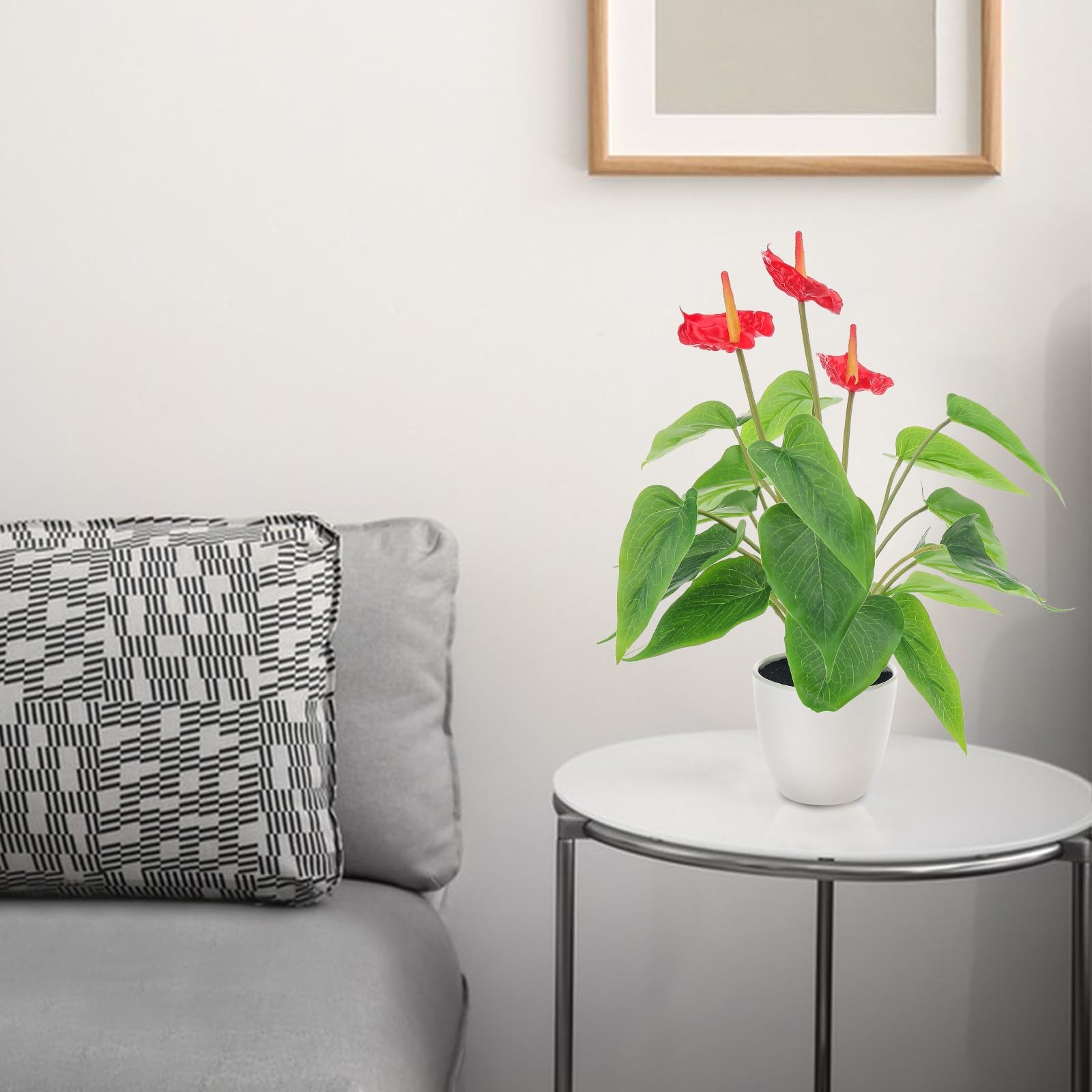 16.5″ Realistic Artificial Red Anthurium Fake Tropical Flower Plant